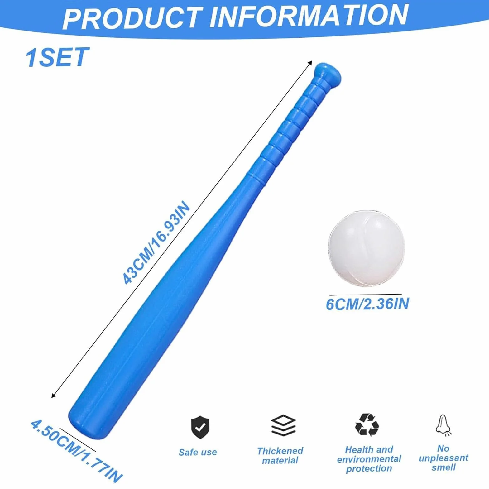 Batte de baseball en PVC avec poignée ergonomique pour l'entraînement - Jeu avec balle pour hommes, femmes, garçons