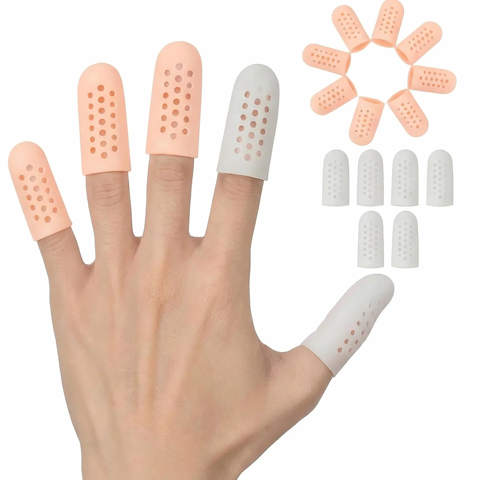 Doigtier Silicone 14 Pièces Protege Doigt Respirant Finger Sleeve Protection Crevasses Eczéma Arthrose Ampoules