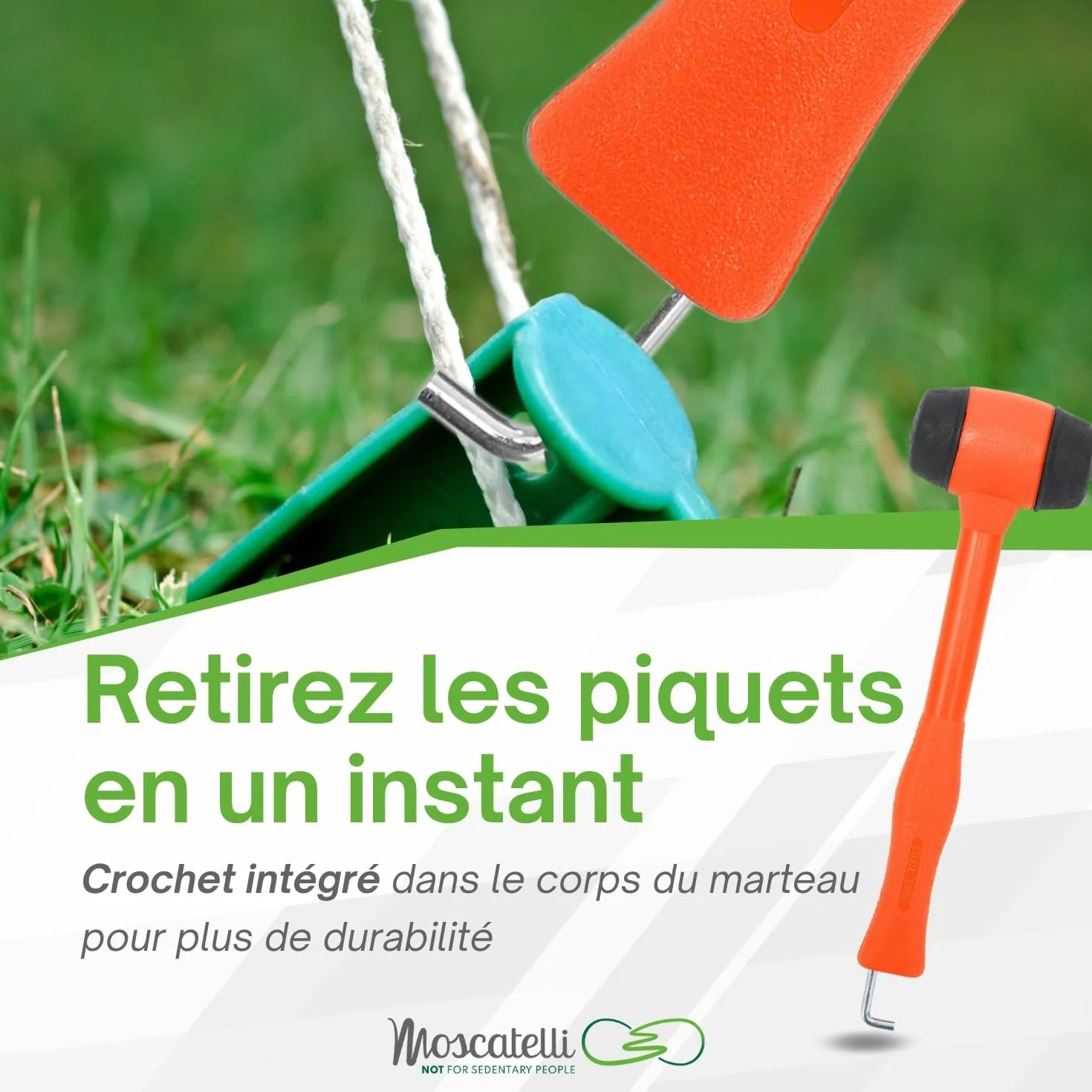 MOSCATELLI Maillet de Camping Polyvalent avec Crochet Orange