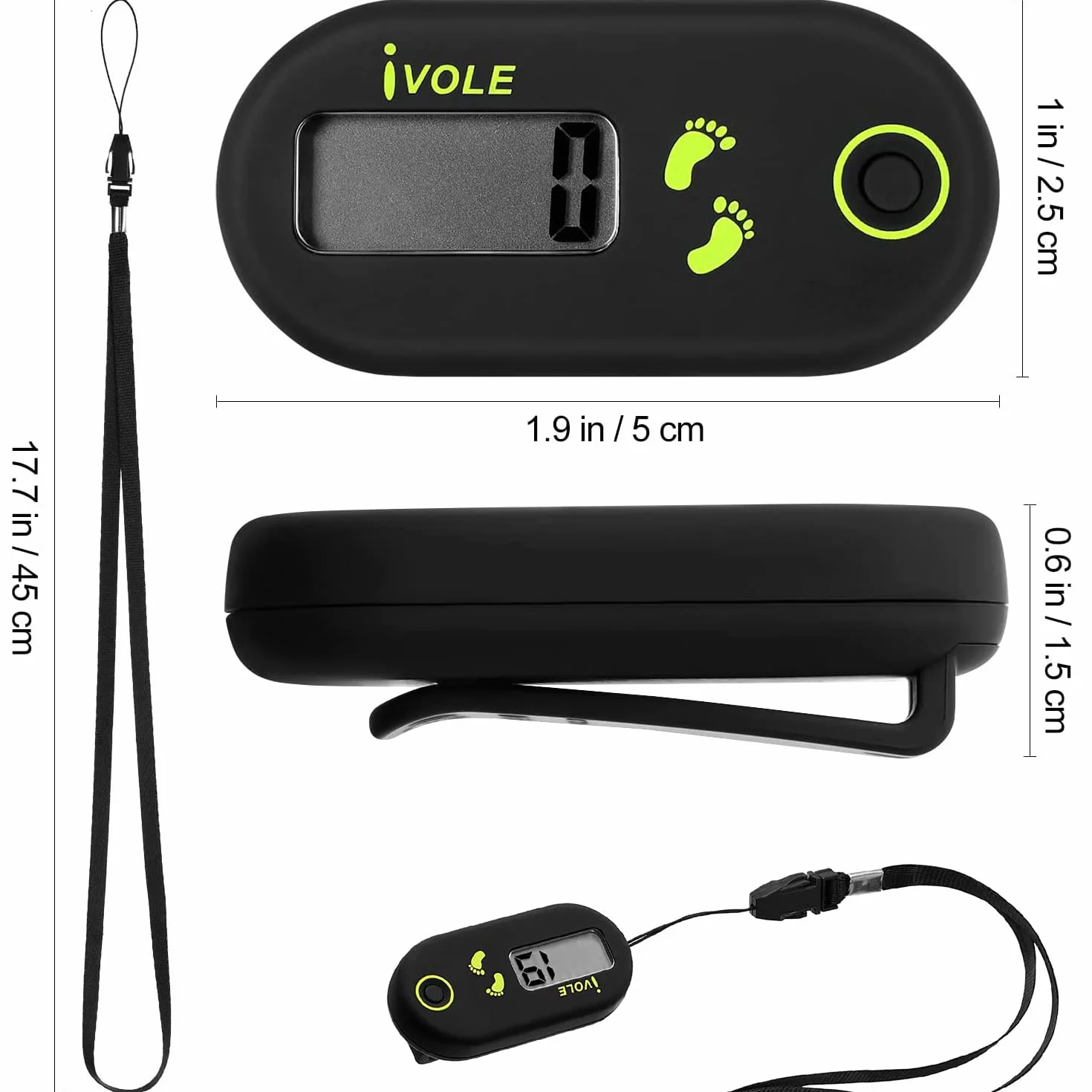 Podomètre 3D Numérique Portable Clip, Compteur de Marche Électronique