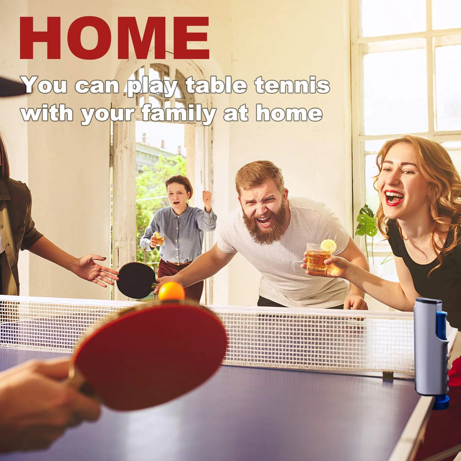 Filet de ping-pong rétractable Sportout avec support