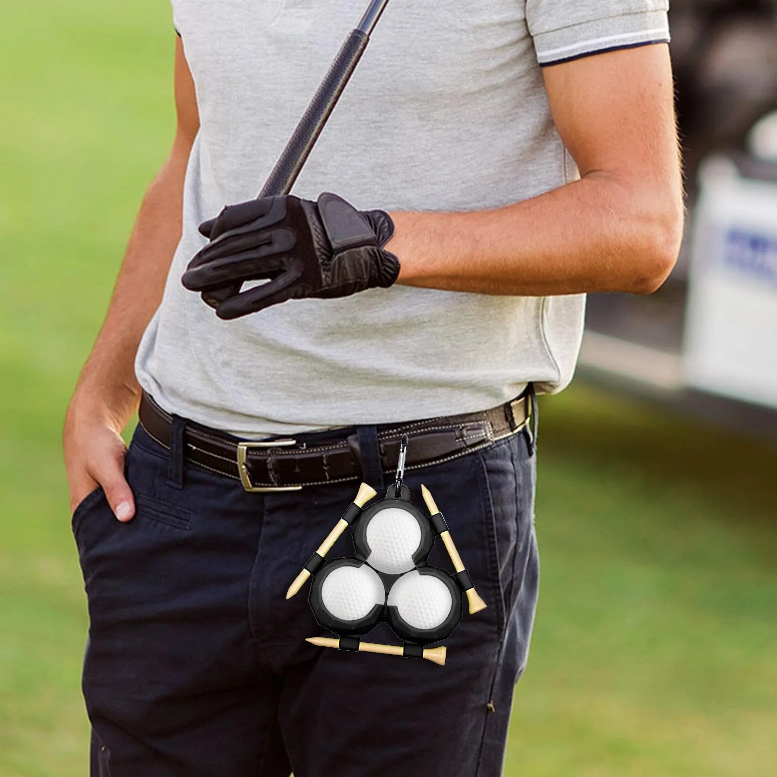 Support de balle de golf en silicone avec boucle à clip pendante - Porte-balles portable