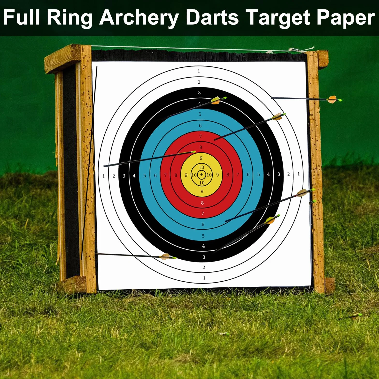 Archery Target Face Lot de 20 Disques 60×60 cm 10 Anneaux Papier d'Entraînement Tir à l'Arc
