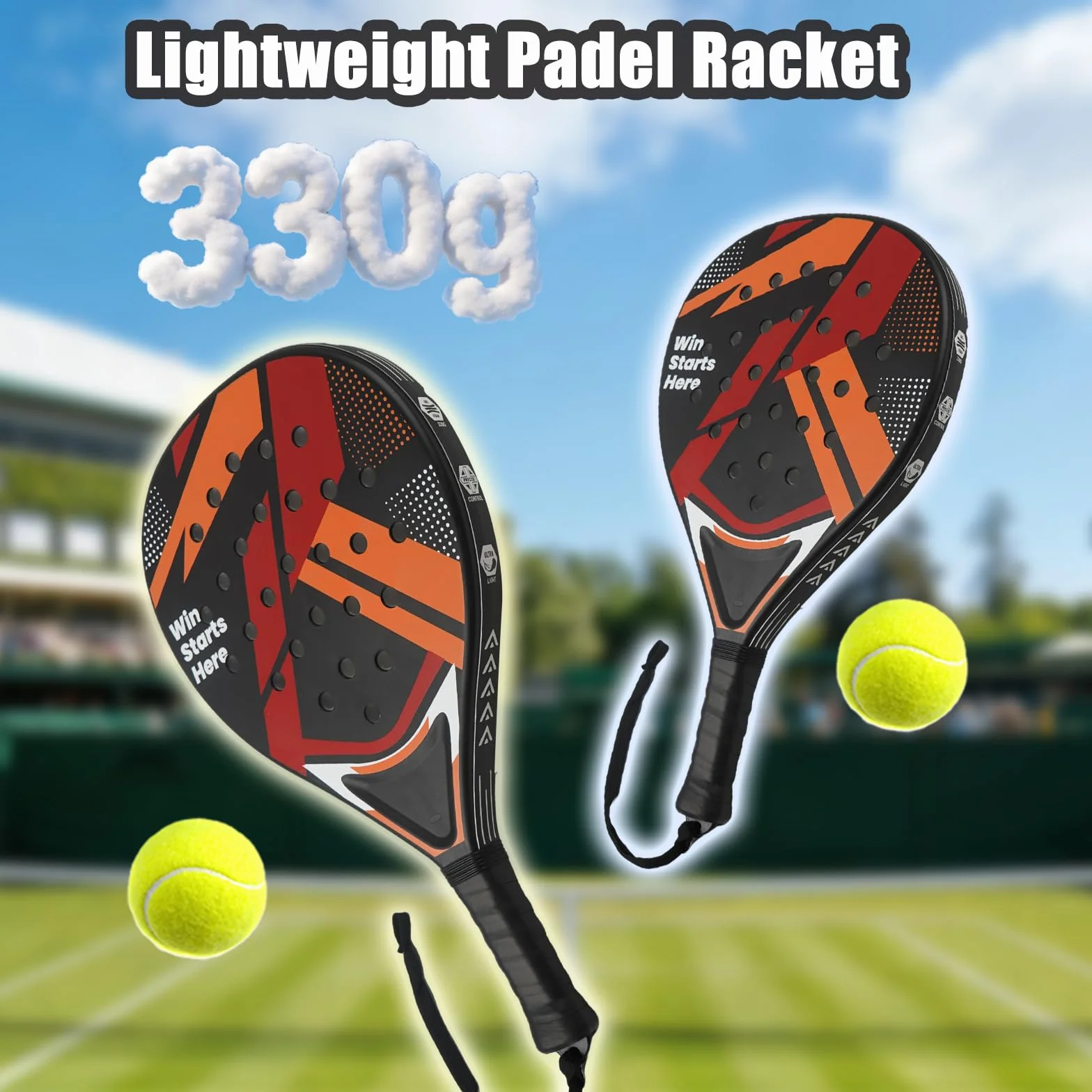 Raquettes de Padel Lot de 2 pour Débutants Femmes Noir Rouge Cadre ABS Noyau Mousse EVA Contrôle Facile