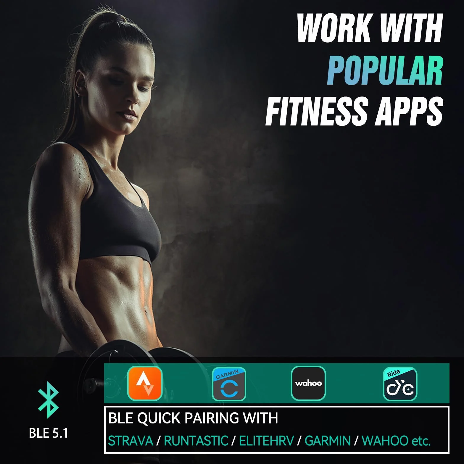 CYCPLUS Brassard Cardio-fréquencemètre Bluetooth 5.1 Ant HR Monitor IP67 Waterproof