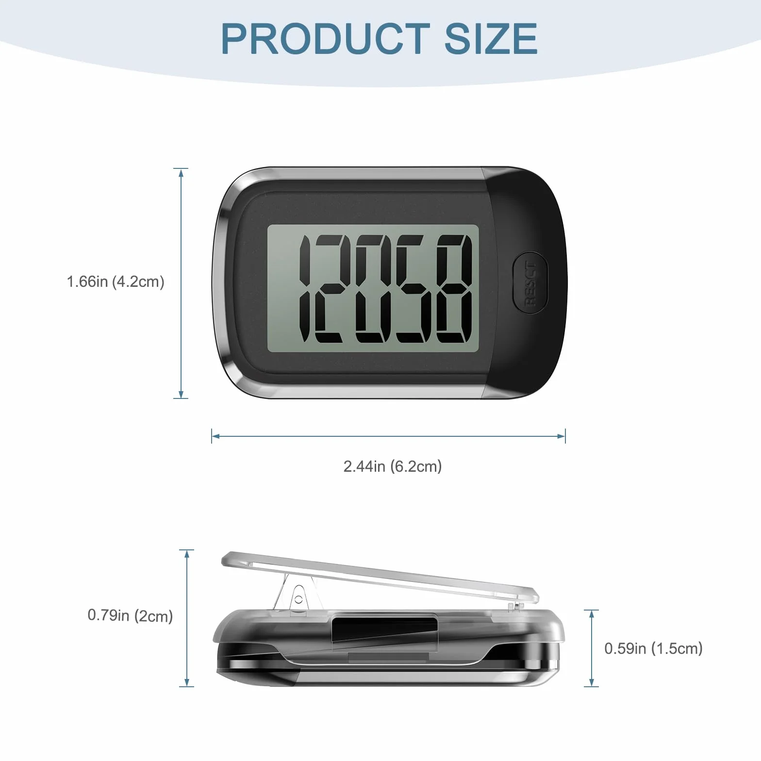 Podomètre de marche simple 3D portable rechargeable USB avec clip et cordon