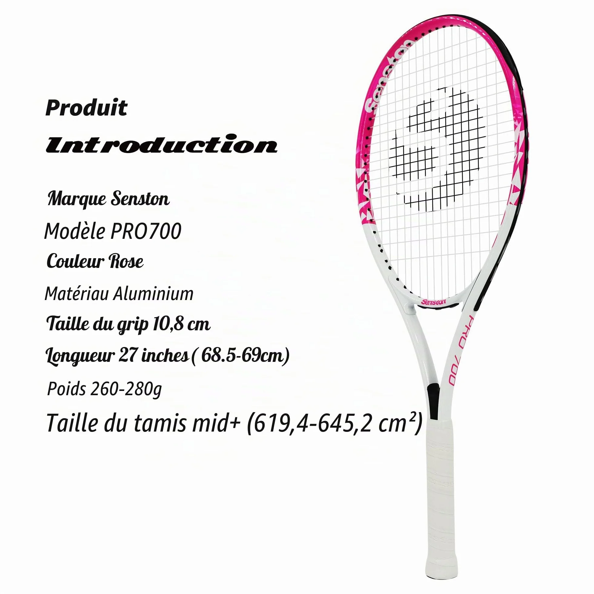 Raquette de Tennis Senston 27 Pouces 68,6 cm pour Débutants Intermédiaires