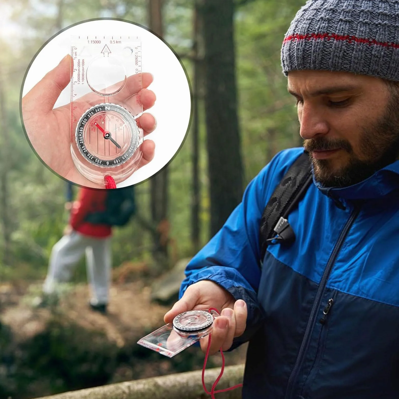 Boussole de Navigation Transparente Compas d'Orientation avec Déclinaison Réglable pour Randonnée Camping Sport Plein air