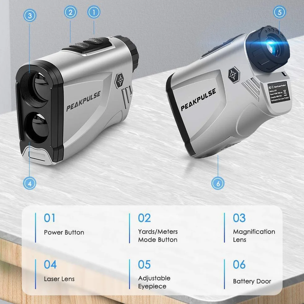PeakPulse LC600AG Télémètre de golf avec compensation de pente, verrouillage drapeau, grossissement 6x