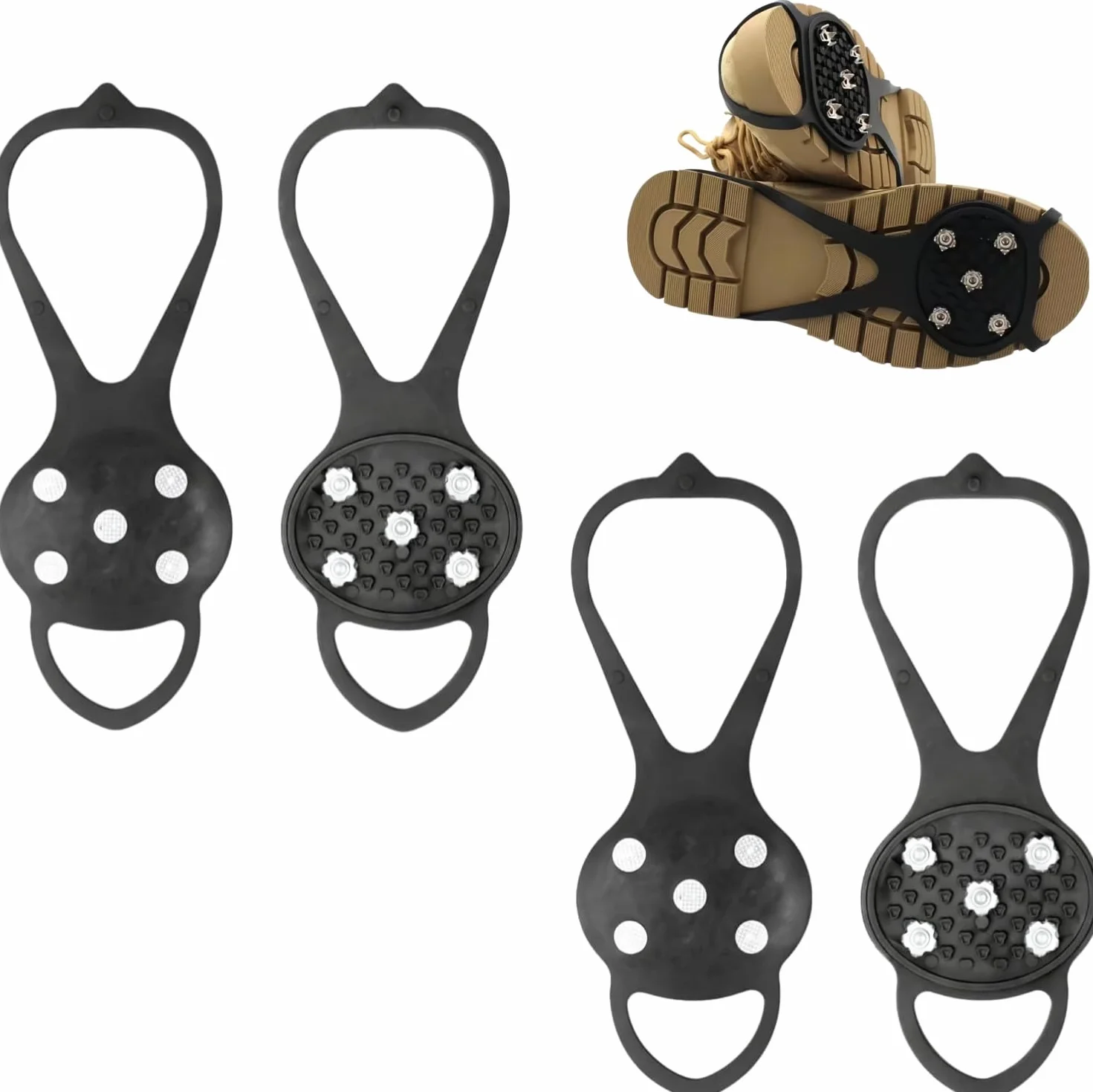 Crampons Neige Chaussures Randonnée Pointes Acier Inoxydable Protection Facile Enfiler Sports Hiver Extérieur