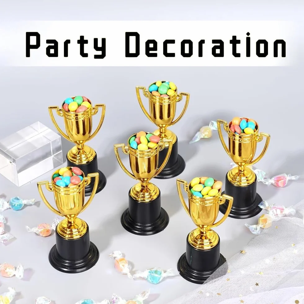 Mini Trophées Dorés 6 Petits Trophées en Plastique pour Anniversaires Enfants Tournois Sportifs Récompenses Scolaires