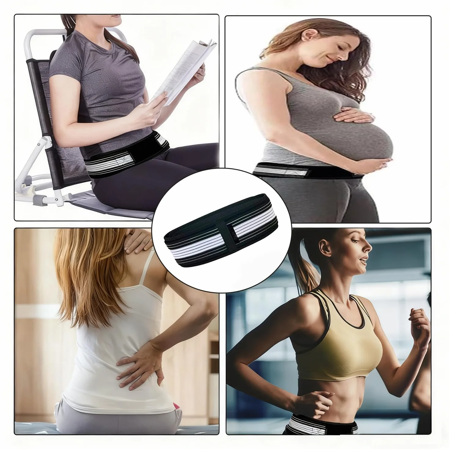 Ceinture de Soutien Sacro-Iliaque Lombaire, Stabilise Hanche, Soulage Douleurs Sciatiques Pelvienne Dos Grossesse