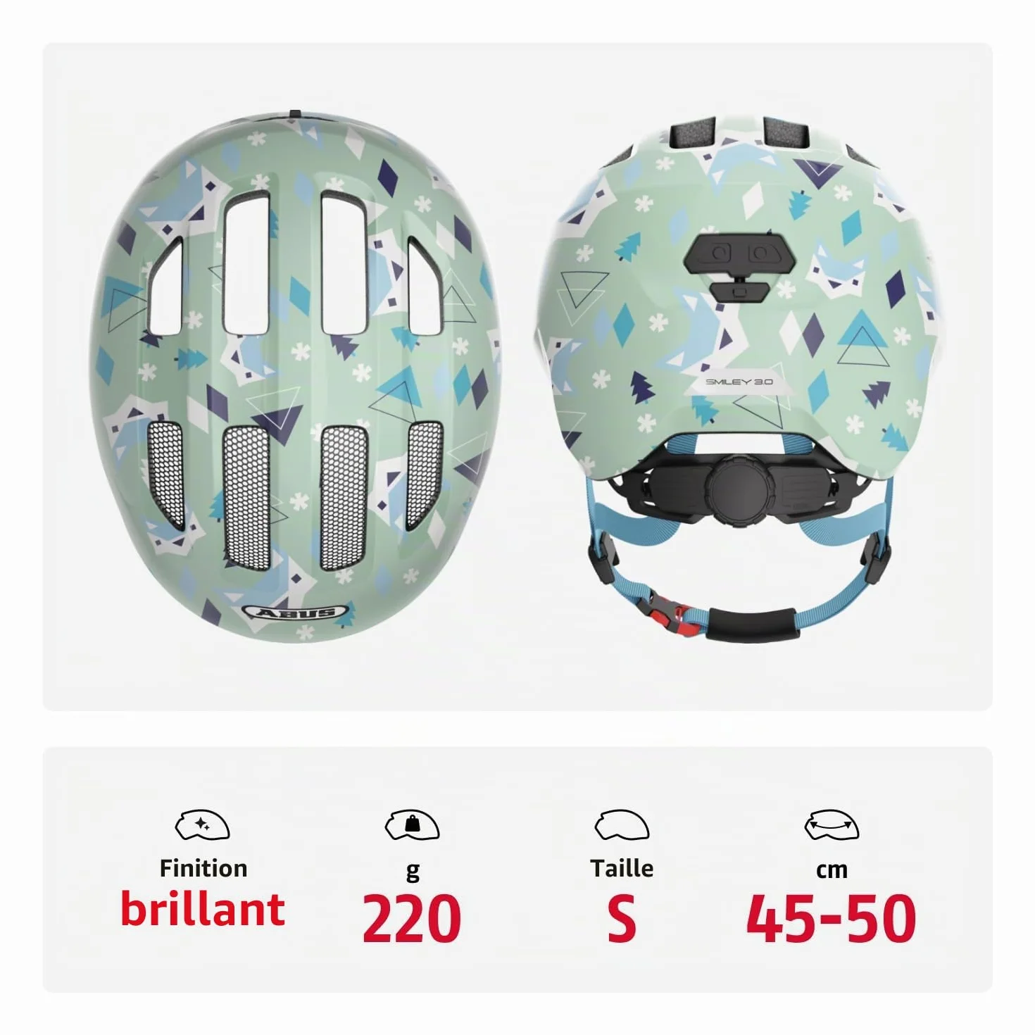 ABUS Casque Enfants Smiley 3.0 - Casque Vélo Coupe Basse, Tresse, Filles Garçons