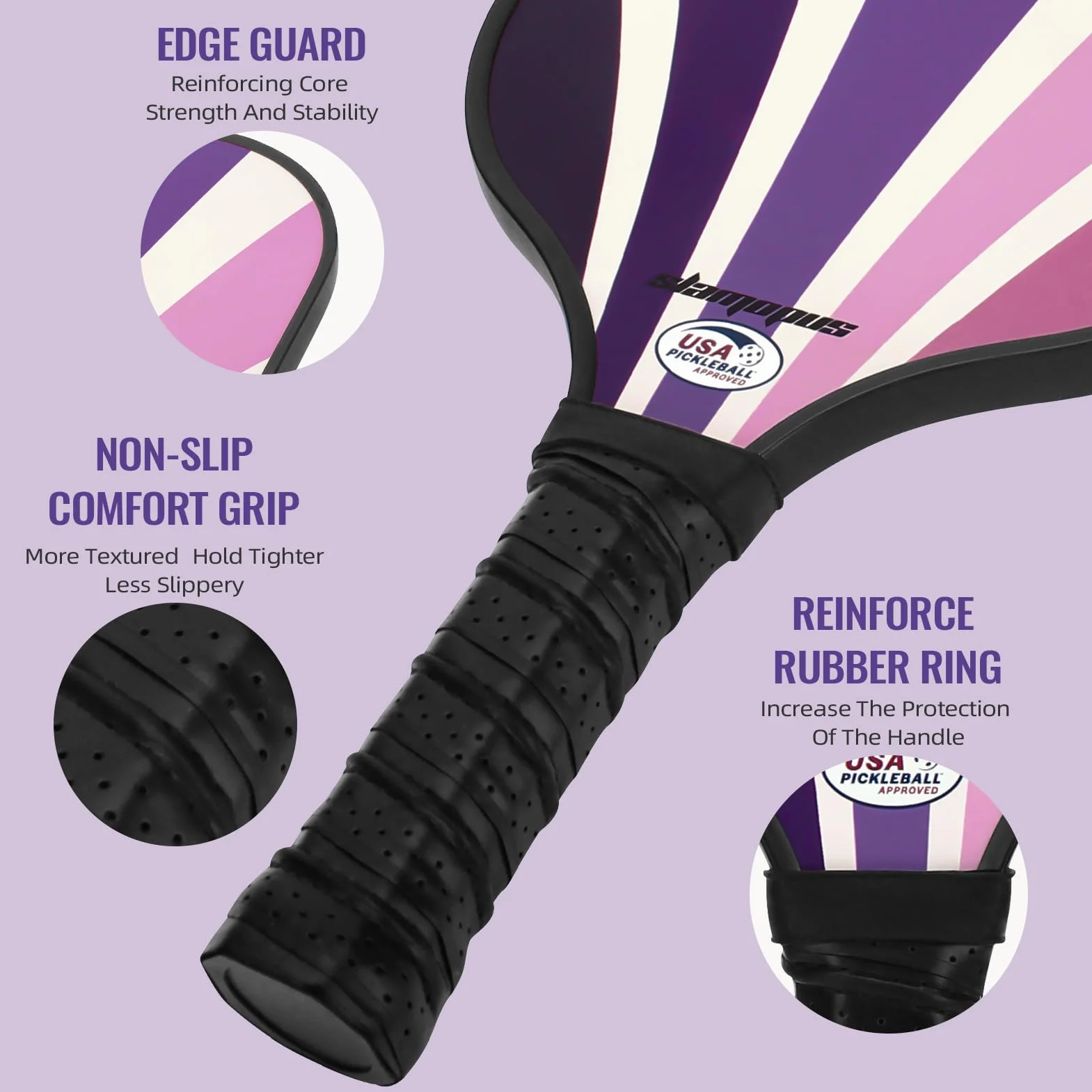 Raquettes de Pickleball Set de 2 Approuvées USAPA Graphite Fibre de Verre pour Débutants avec Prise Ergonomique