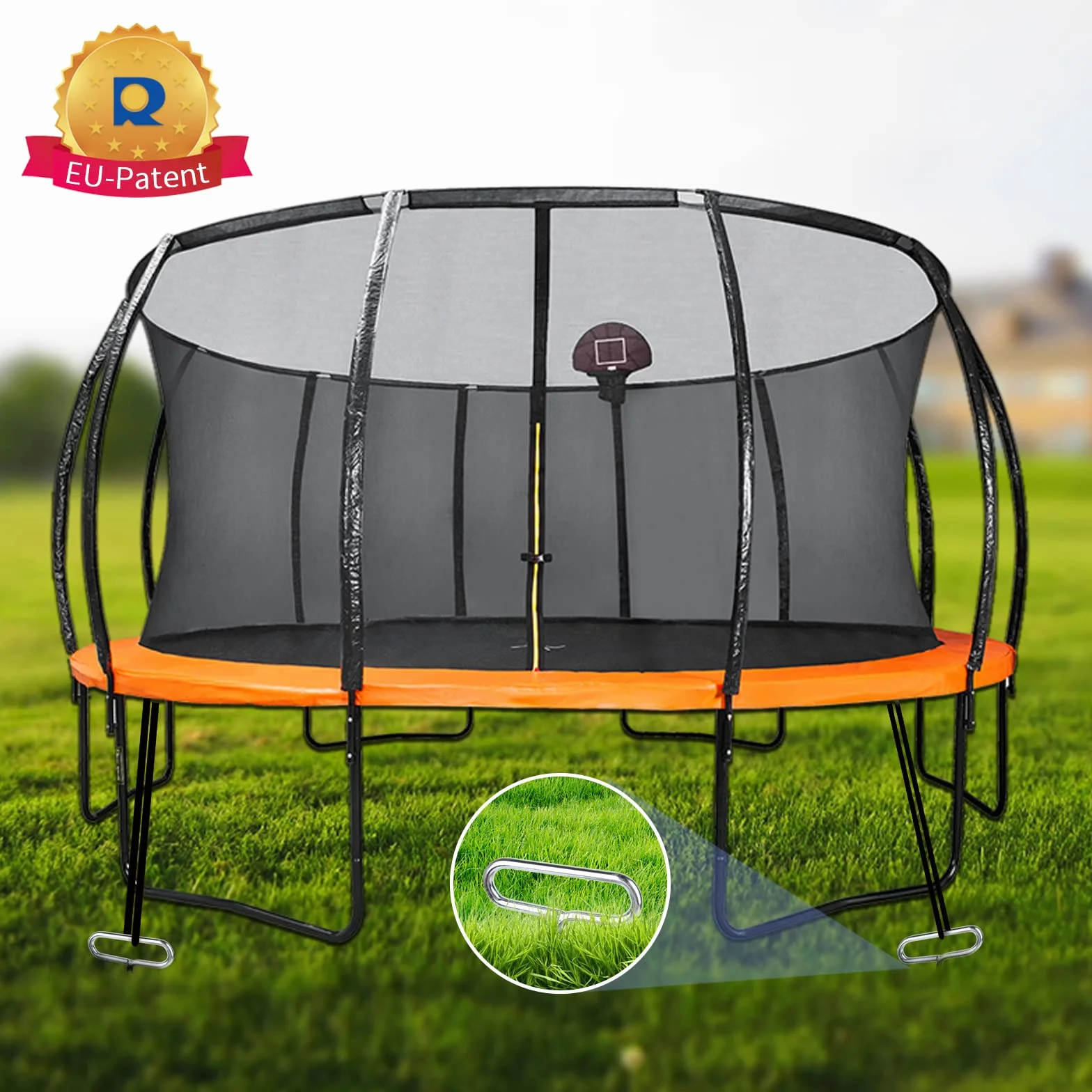 Kit d'ancrage au Sol 4 pièces pour Trampoline, Chevilles en Spirale Acier