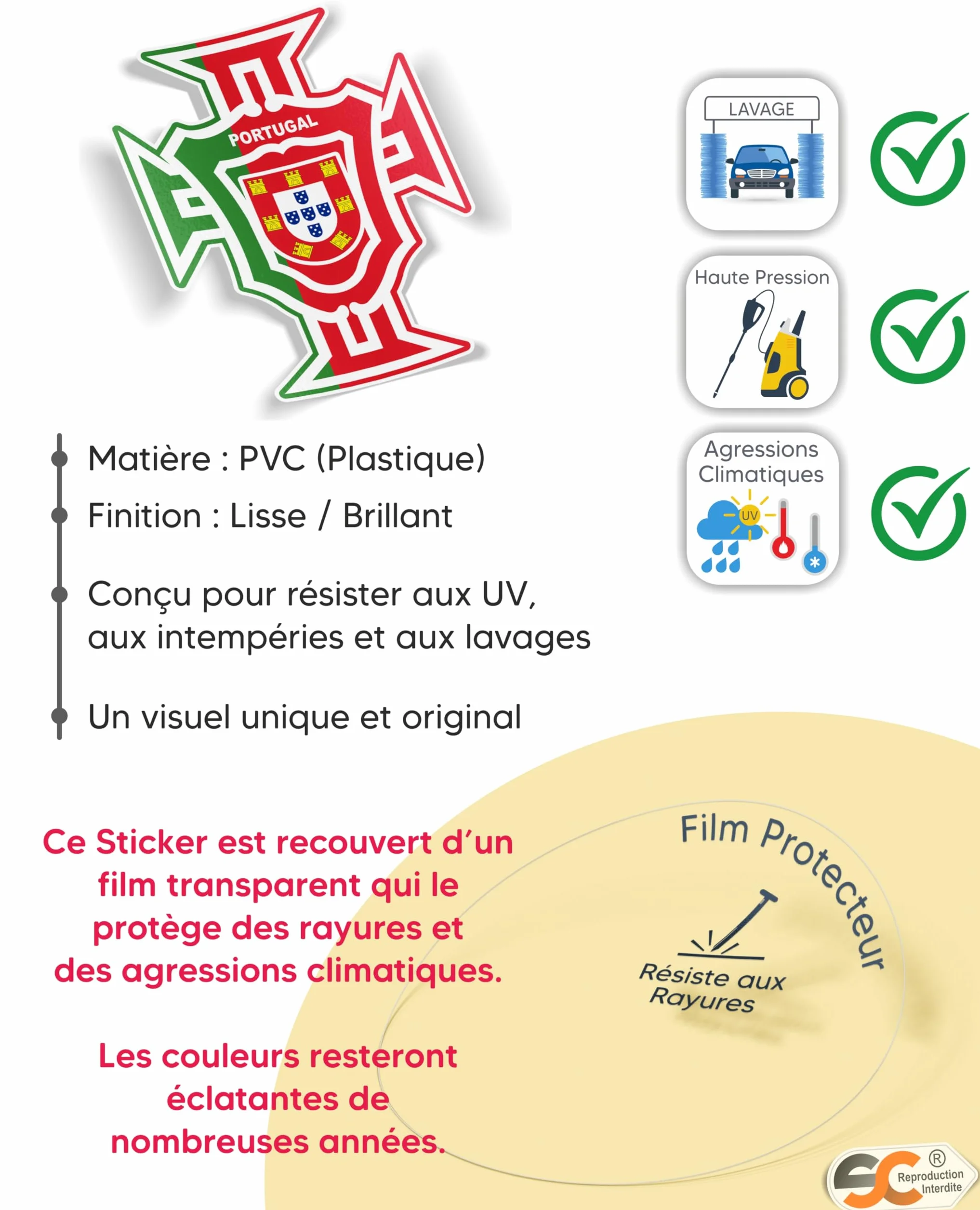 SC Portugal Autocollant Blason Drapeau Football