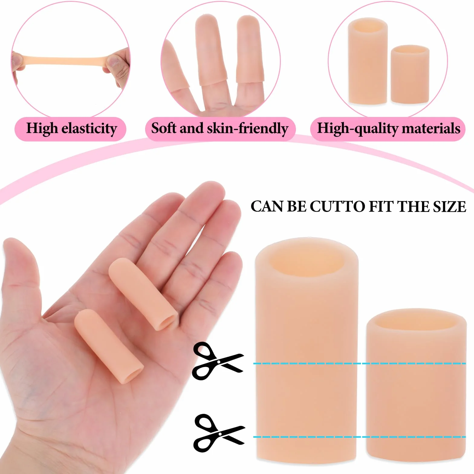 JJUNW Lot de 14 protège-doigts en silicone - Protection des doigts pour arthrite, eczéma, travail et sport