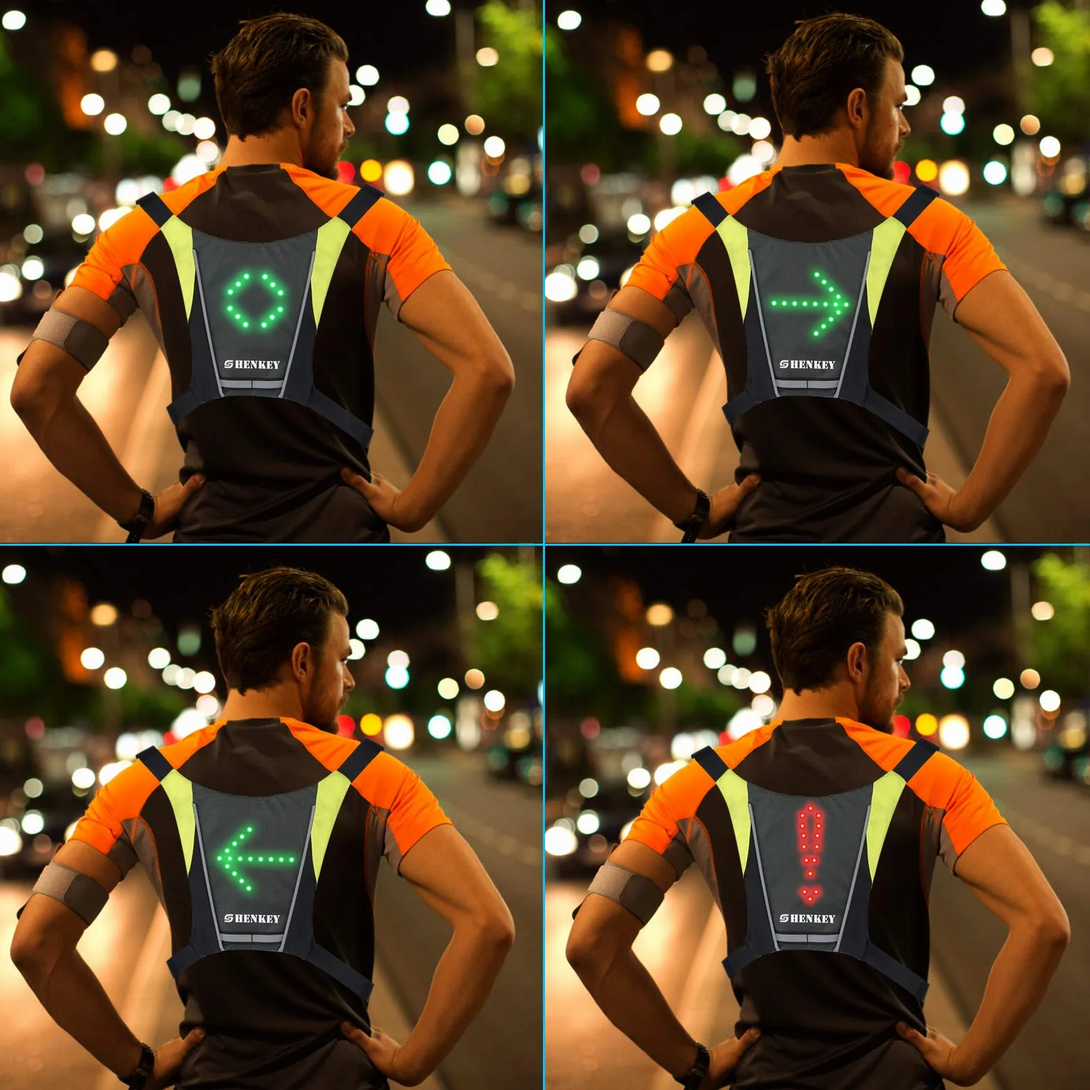 Gilet de Cyclisme LED Réfléchissant avec Indicateur de Direction Rechargeable USB