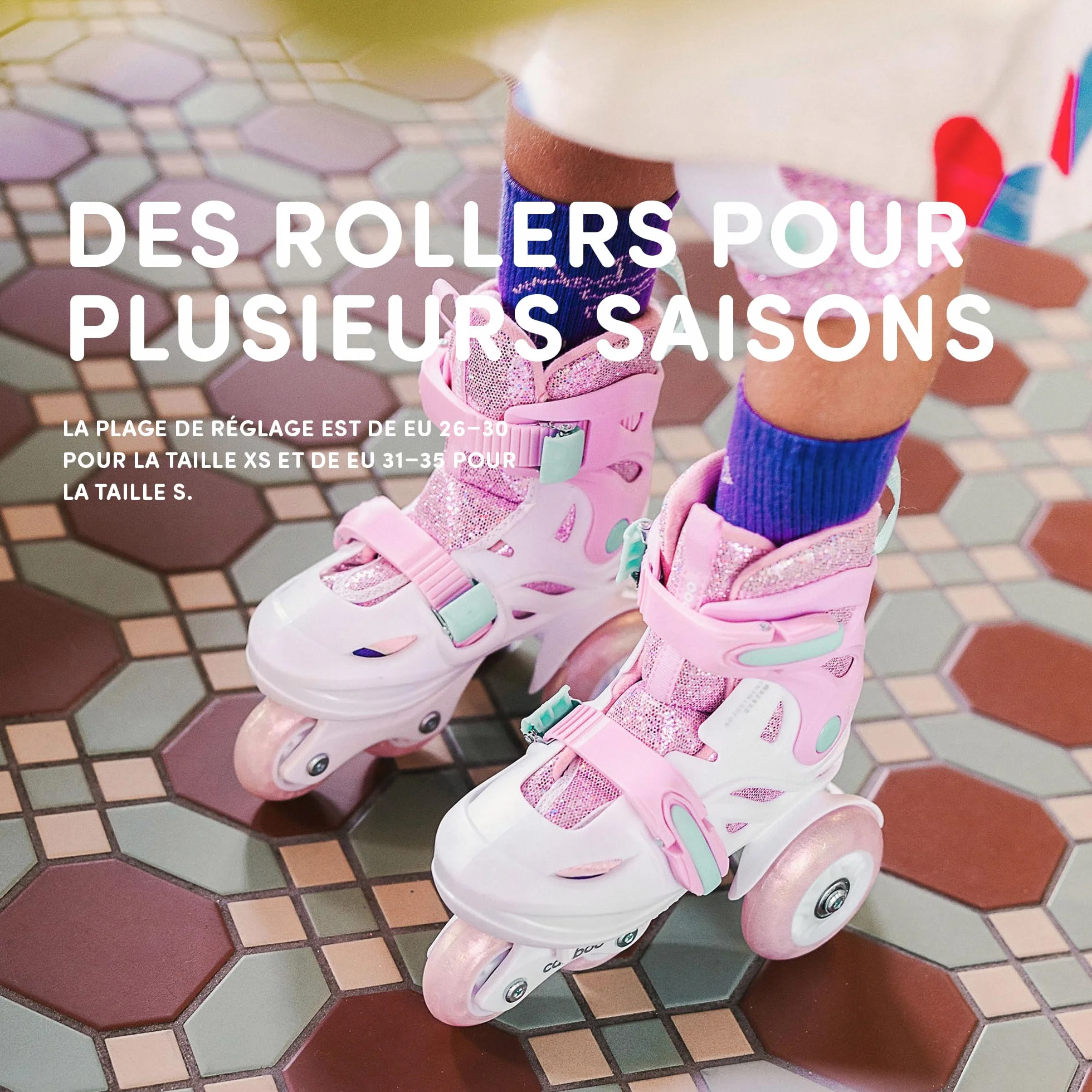 Cariboo Patins à roulettes pour Enfants Ajustables Débutants Set avec Protège-Genoux Coudières Protège-Poignets Ballerina