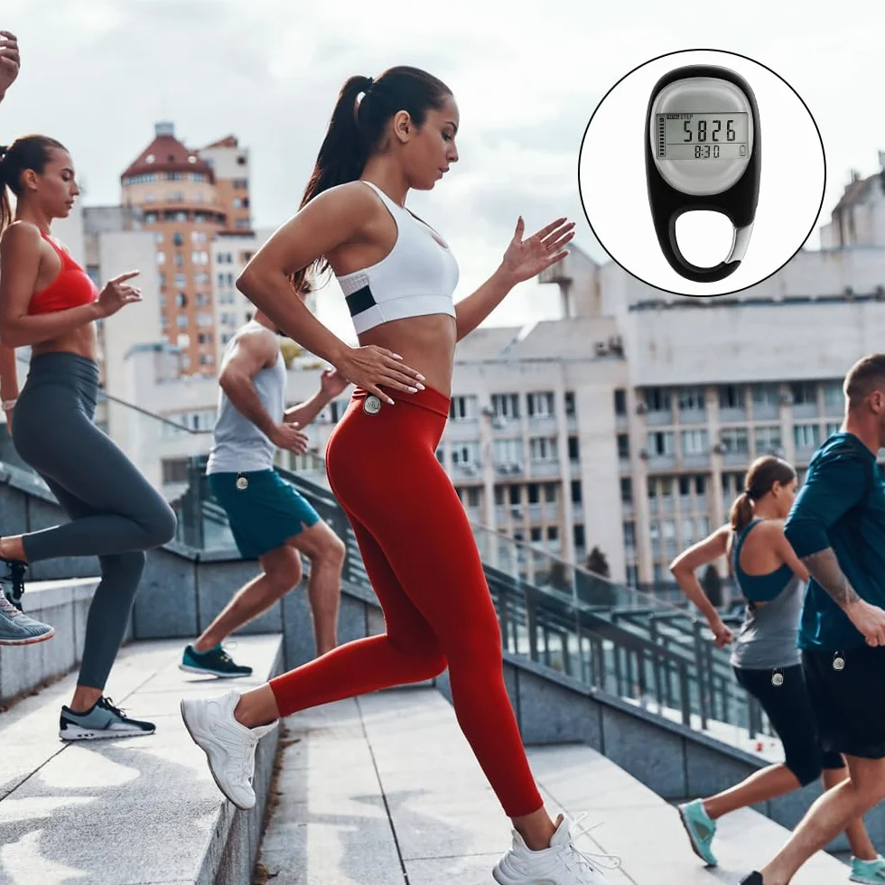 Podomètre 3D Marche avec Mousqueton, Mini Podomètre de Poche Numérique pour Marche, Course, Randonnée