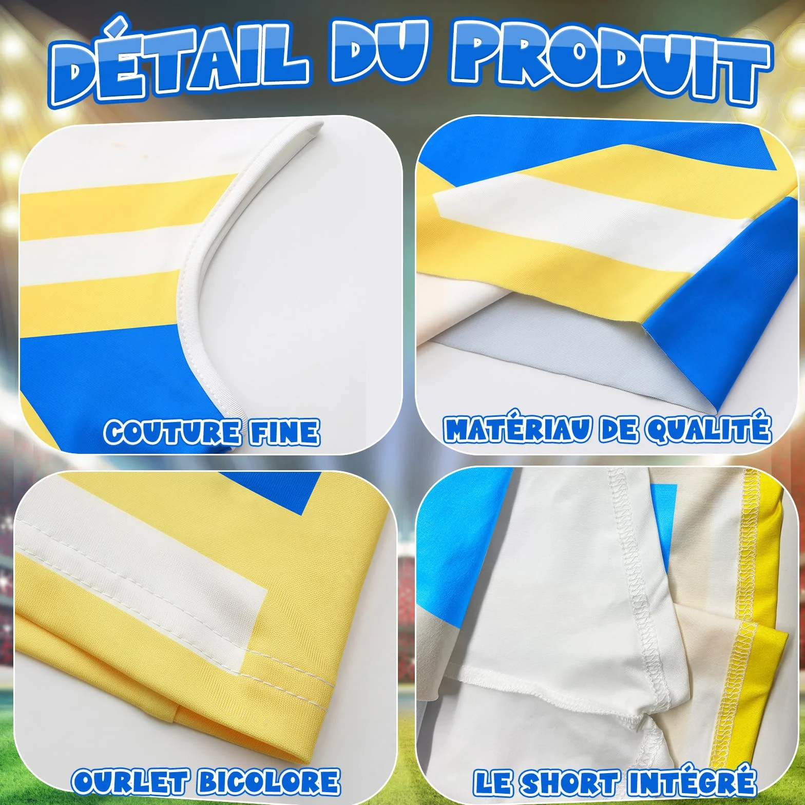 Luckyou Deguisement Cheerleader Uniforme avec Perruques Brillant Pompoms et Nœud pour Carnaval Halloween