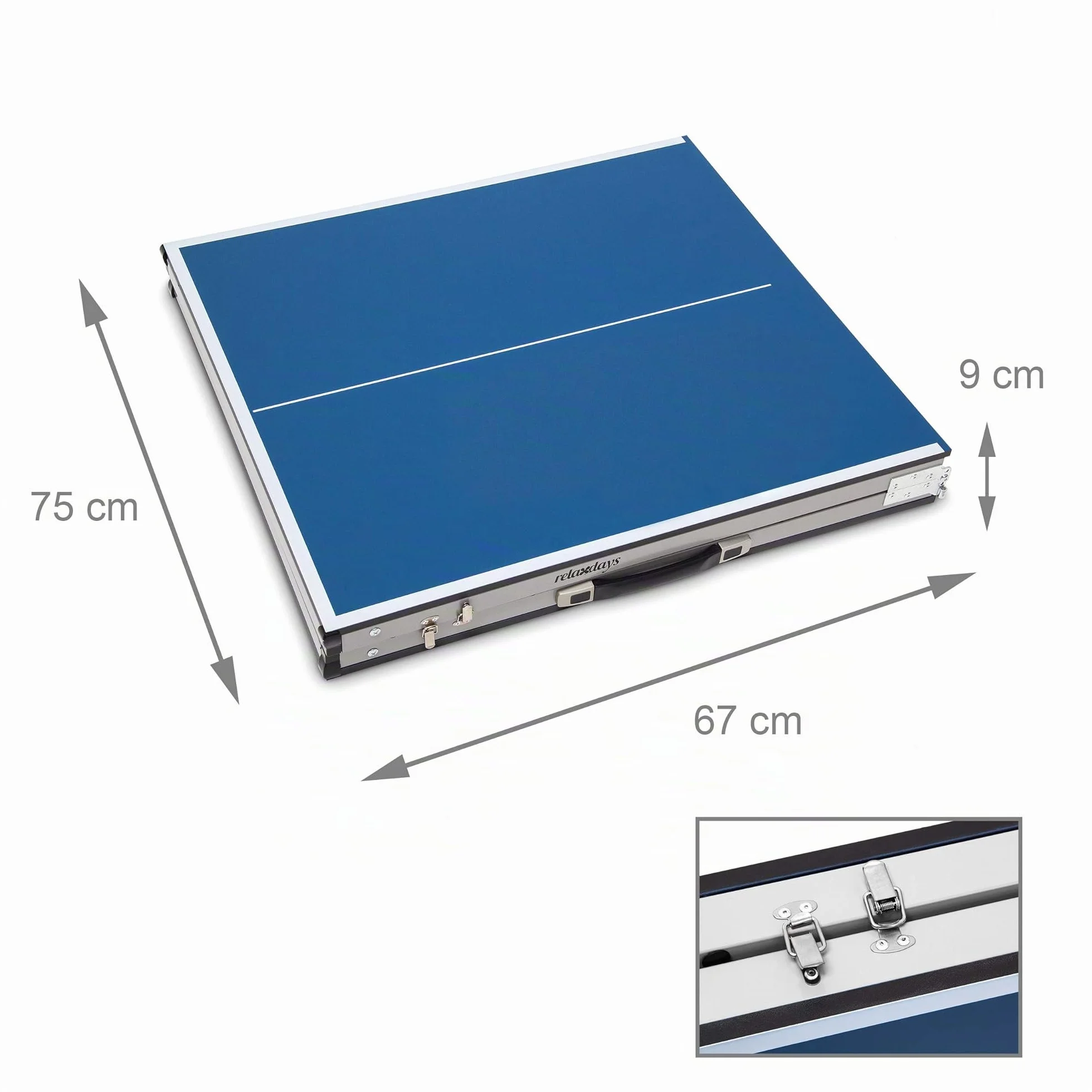 Relaxdays Table de ping-pong pliante 150 x 67 x 71 cm Bleu Argenté Noir