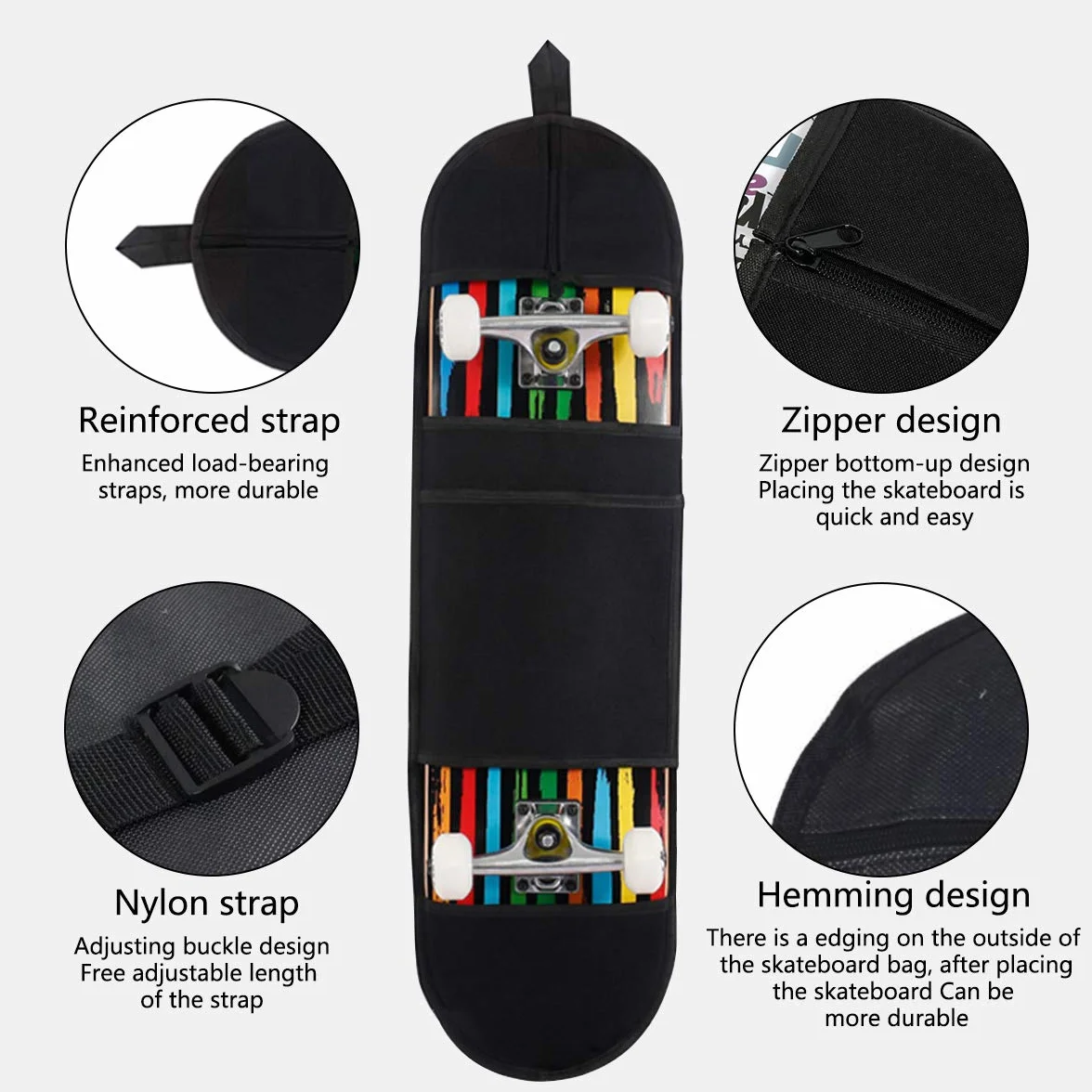 ZONSUSE Sac de Planche à roulettes Housse de Protection pour Skateboard 31,5 Pouces