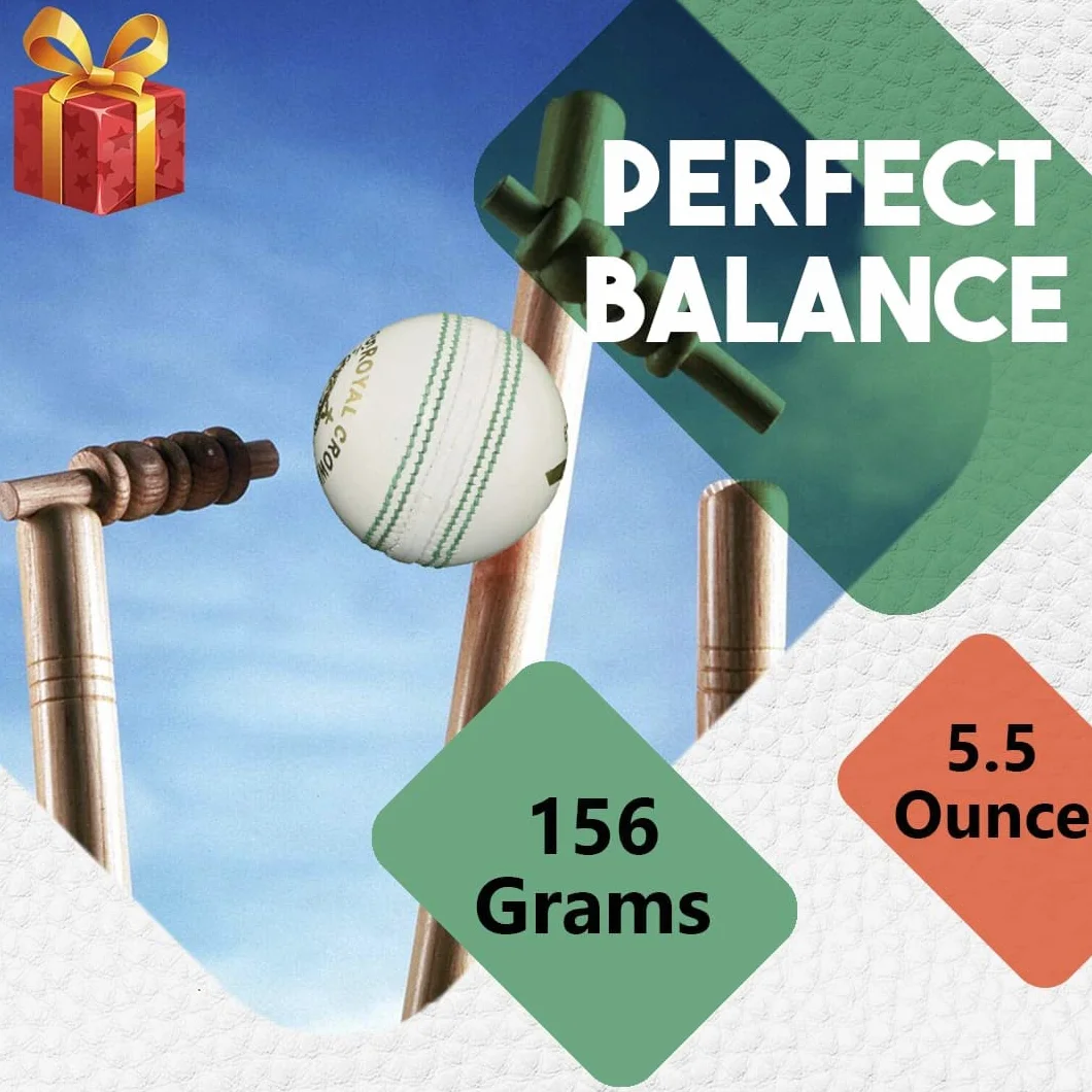 Balles de cricket en cuir véritable 156 g Lot de 6