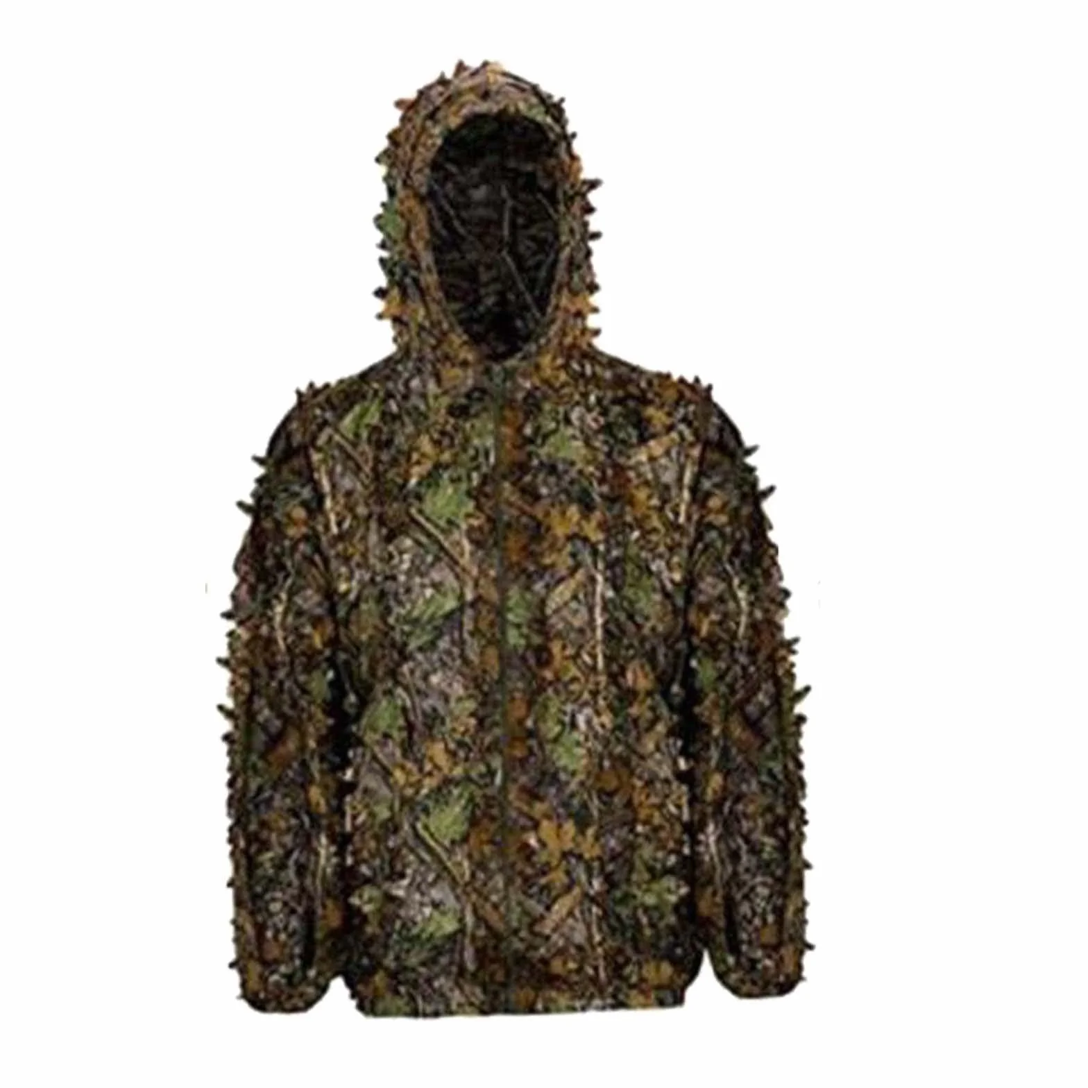 Milageto Ghillie Suit Set Woodland Camouflage 3D Leafy Hunting Costume for Outdoor Game, M L