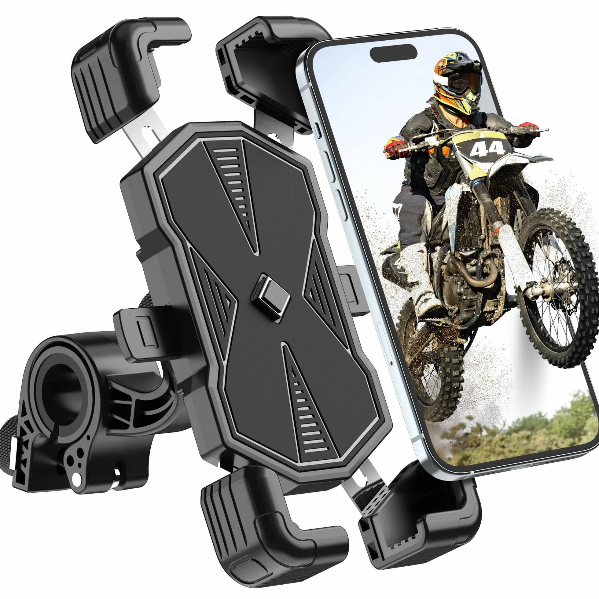Estralia Support Téléphone Vélo 360° Rotation pour Téléphone 5.5-7.0 Pouces, Compatible Trotinette Scooter VTT