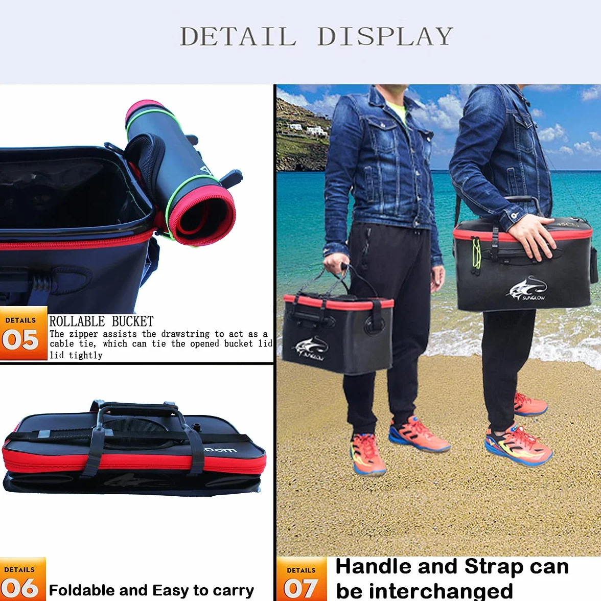 Seau de pêche pliable en EVA pour poisson vivant, sac de protection pour camping extérieur