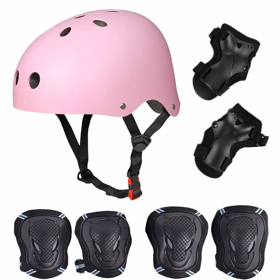 Casque de Protections 6 pièces BMX Pads Genouillères Coude Protège-Poignets pour Patin Vélo Skateboard