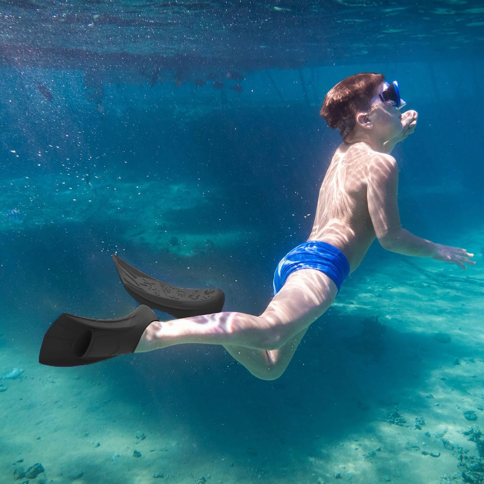 Palmes de Natation en Silicone pour Enfants et Adultes, Courtes et Confortables