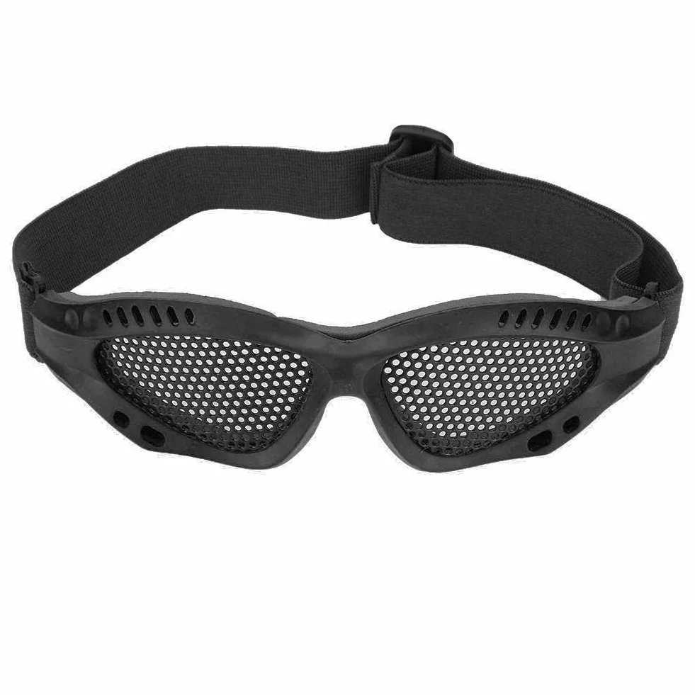 Lunettes de Protection en Maille Métallique Airsoft avec Sangle Réglable