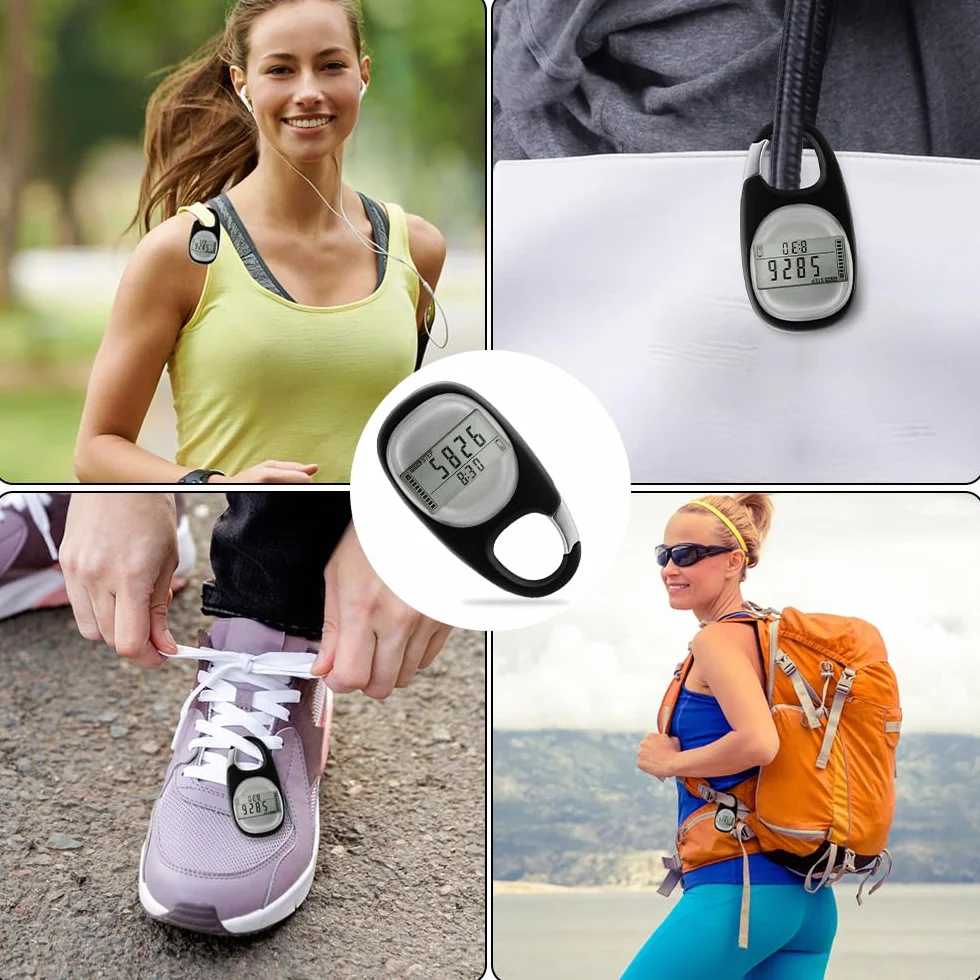 Podomètre 3D Marche avec Mousqueton, Mini Podomètre de Poche Numérique pour Marche, Course, Randonnée