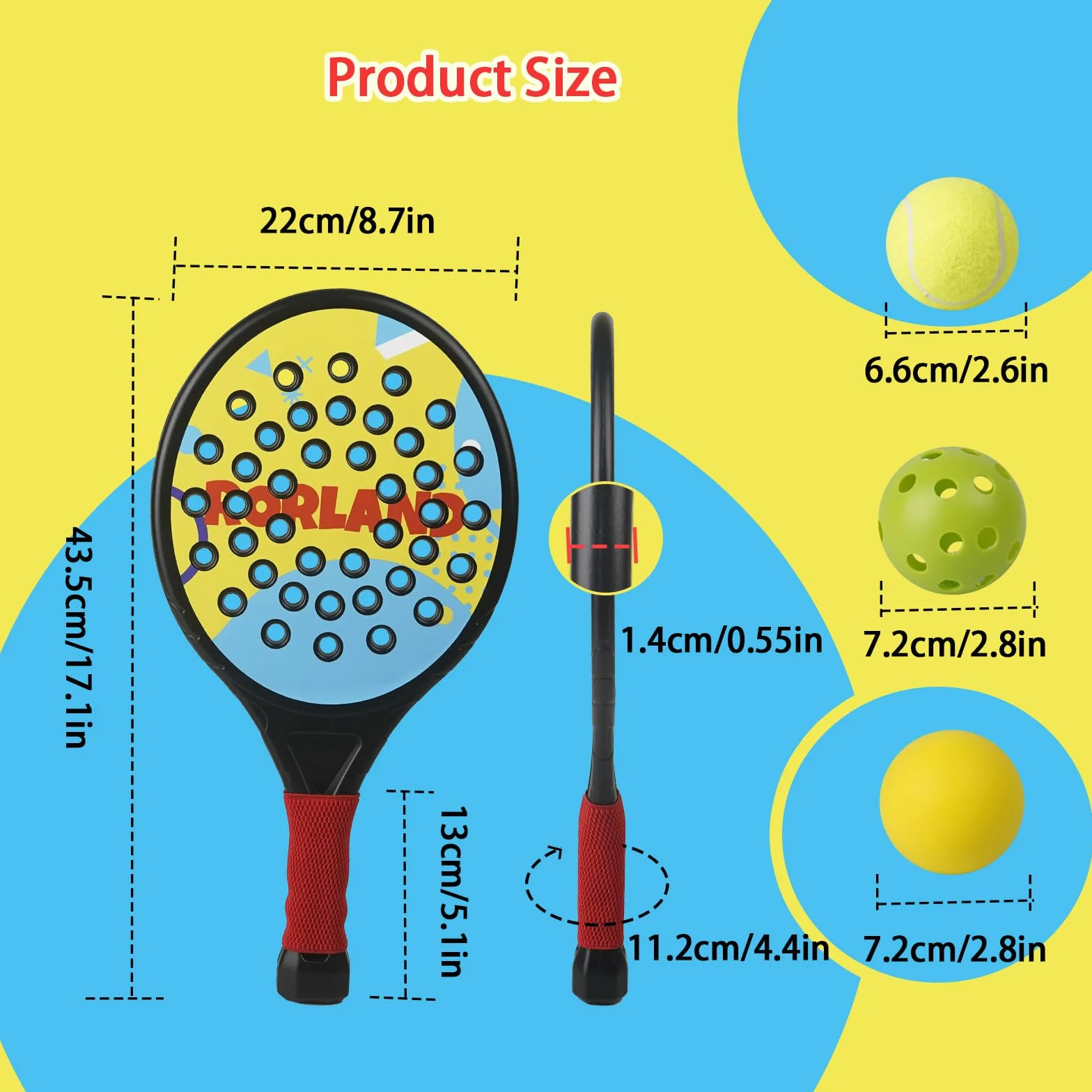 Smartwo Set de raquettes de padel pour enfants, raquettes légères débutants 6+ ans, 2 raquettes et 4 balles