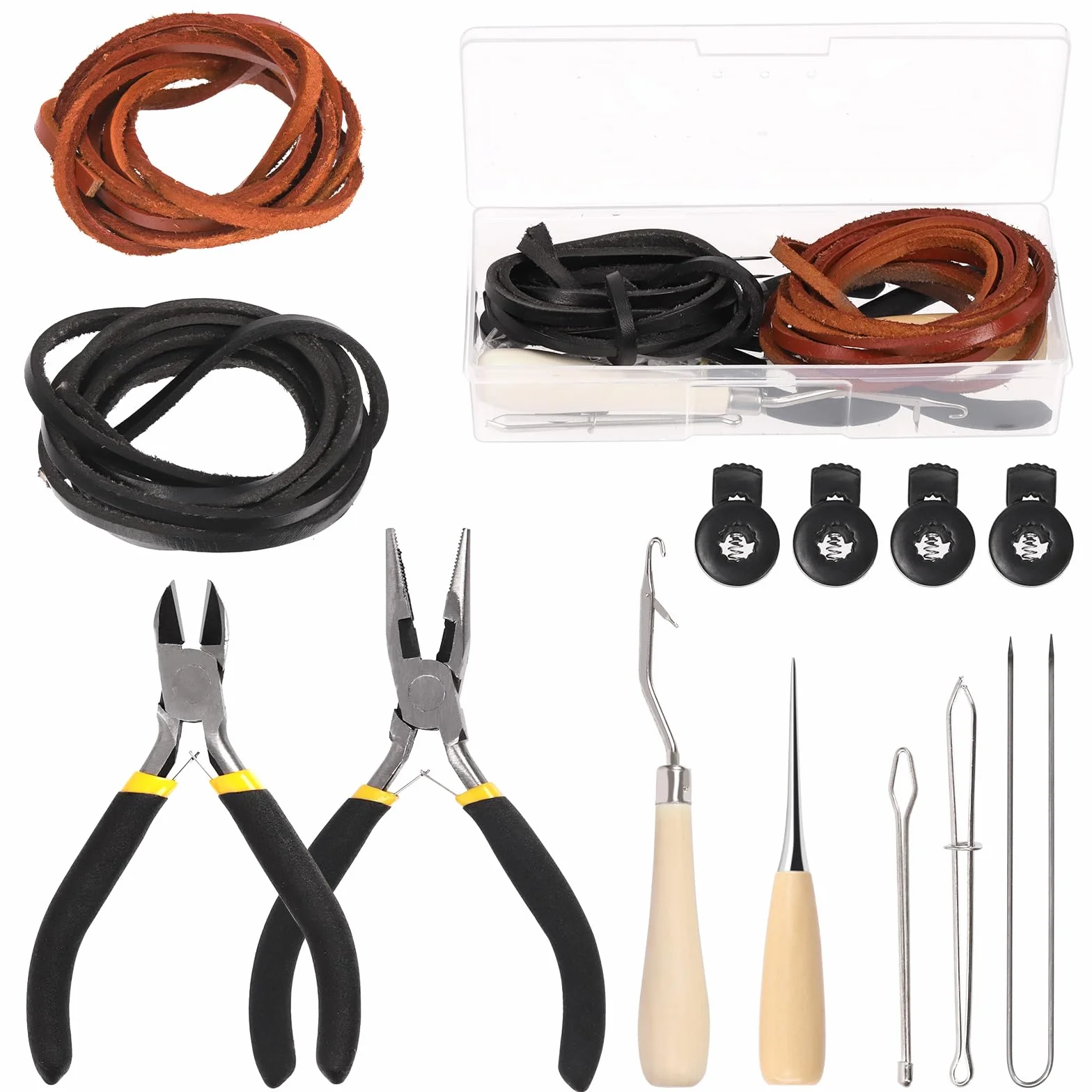 Kit d'entretien de gants de baseball GLARKS avec lacets en cuir 200 cm, verrous, outils de laçage et pinces