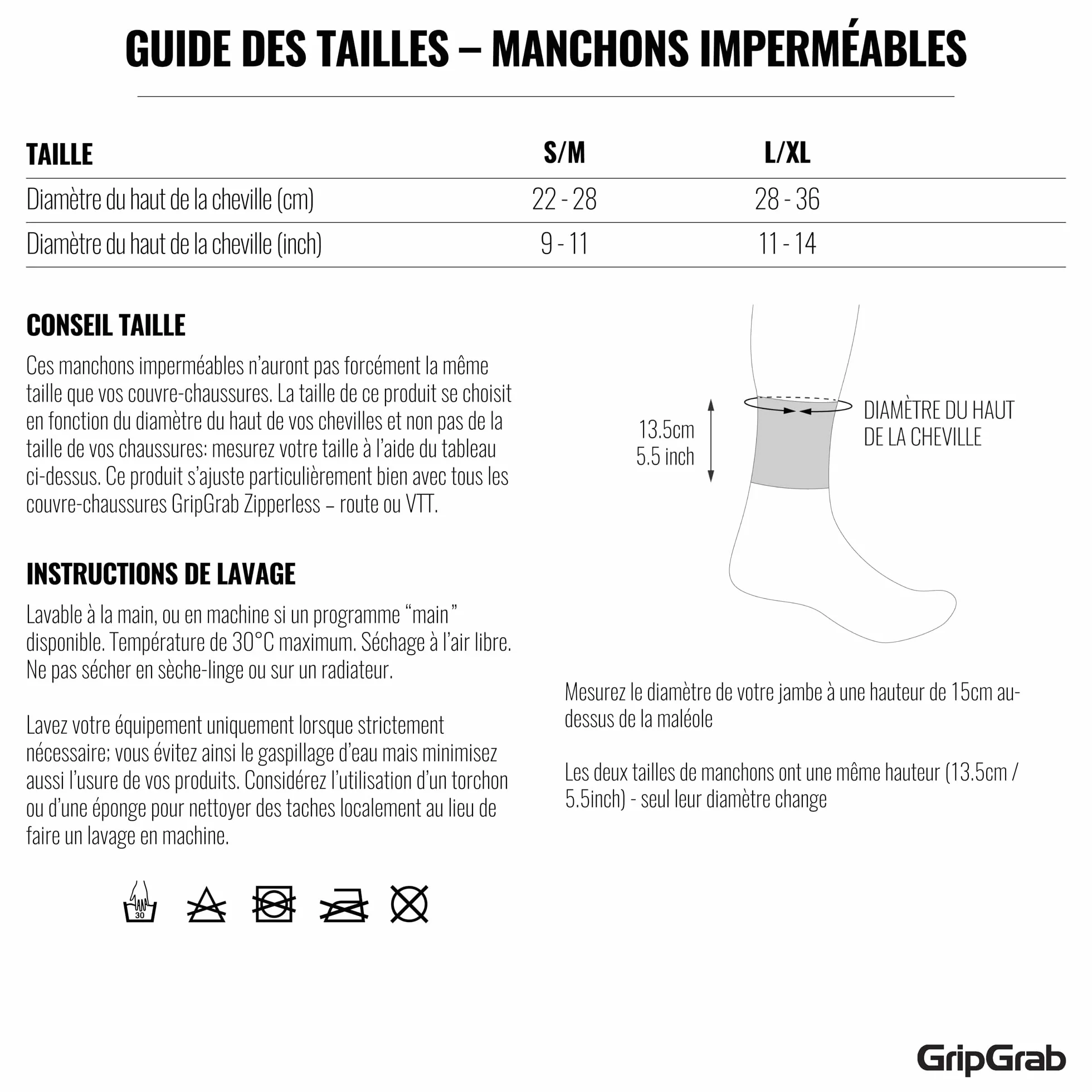 GripGrab CyclinGaiter Chevilles Couvre-chaussures Néoprène Cyclisme Pluie Imperméables Vélo
