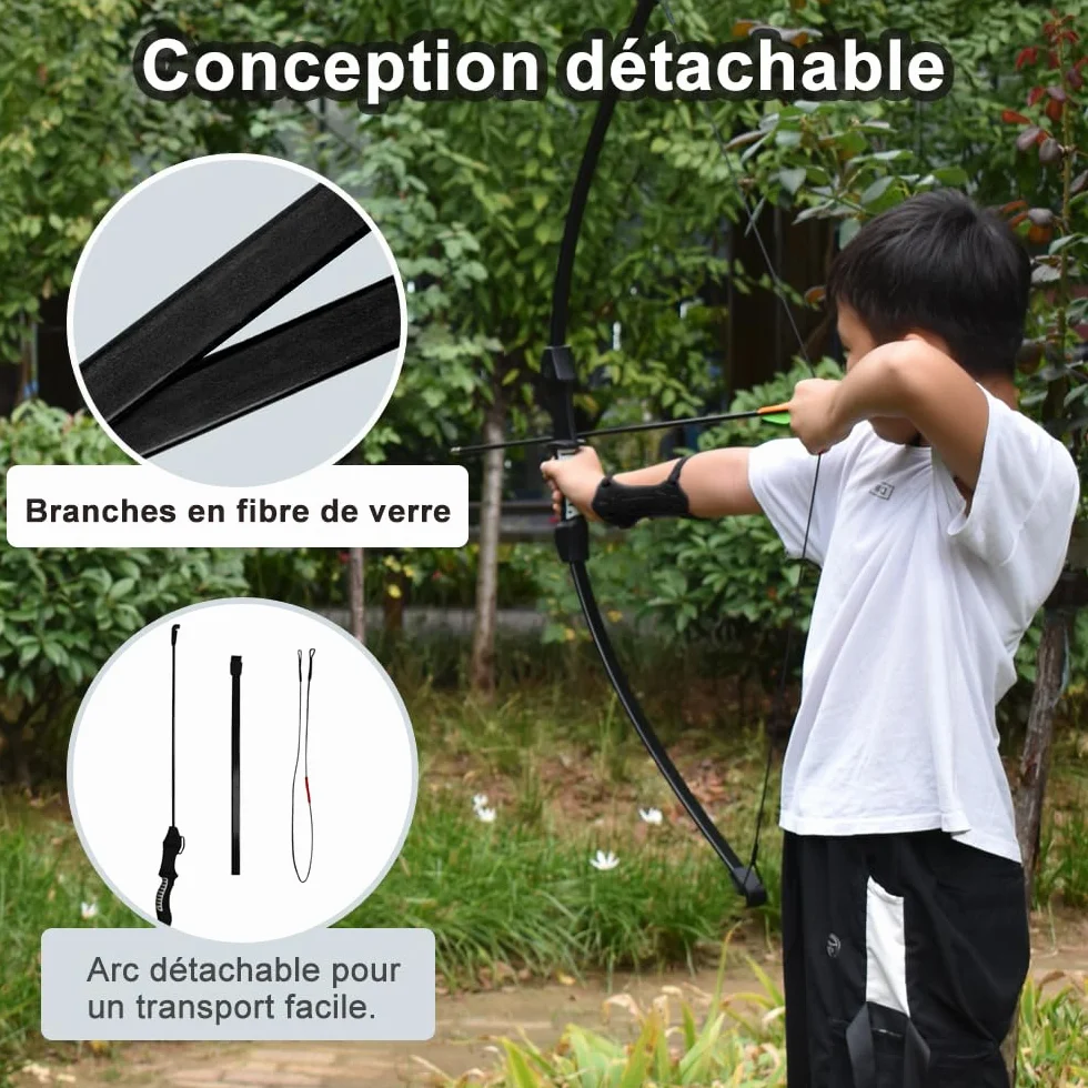 Arc et flèche pour Adolescents Ensemble de tir à l'arc 15lbs/13lbs Entraînement Cour Extérieur