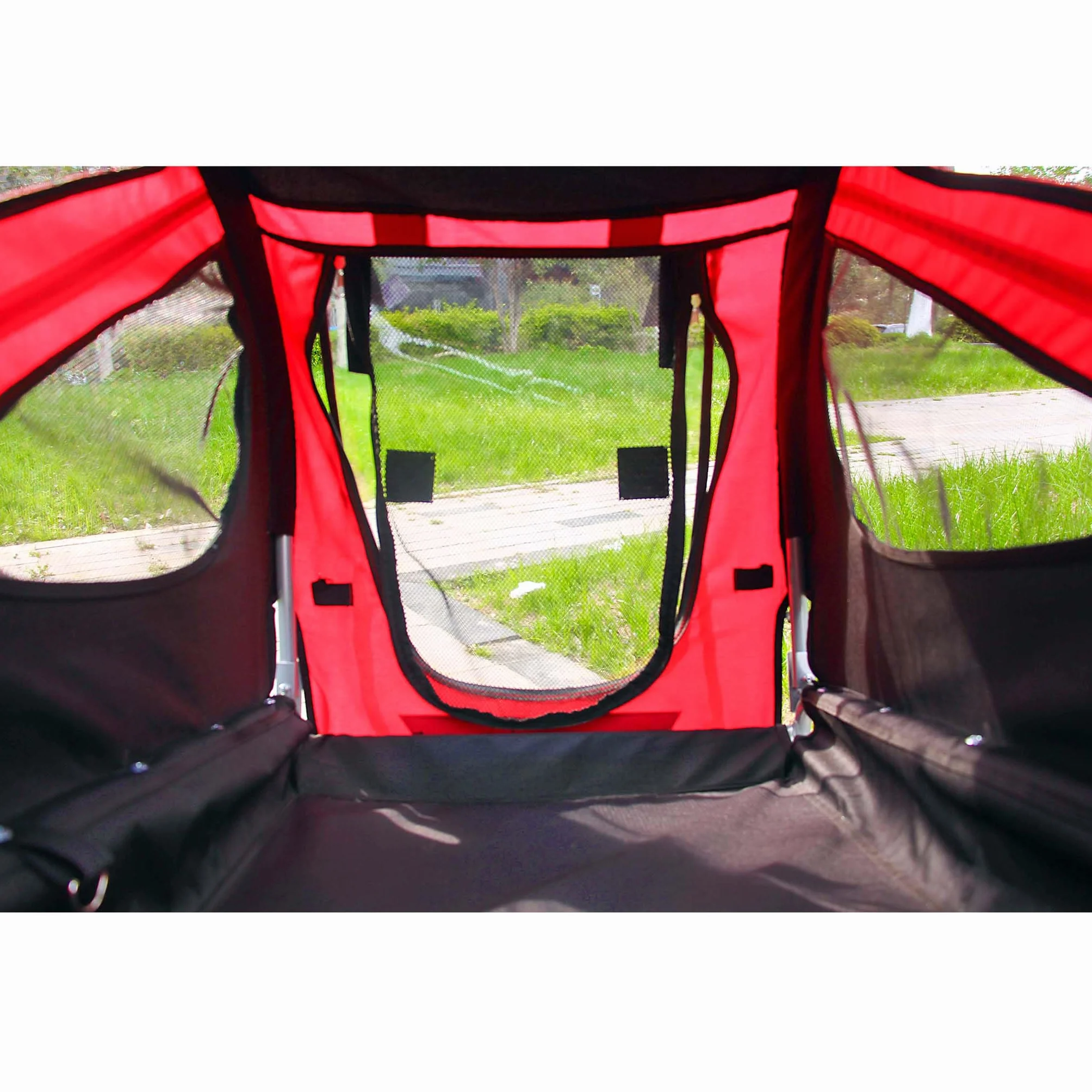 Wiltec Remorque de vélo pour Chien 2200x700x780 mm Capacité 40 kg Poussette à attelage Embrayage Rotatif de sécurité Moustiquaire Tissu Anti-Pluie
