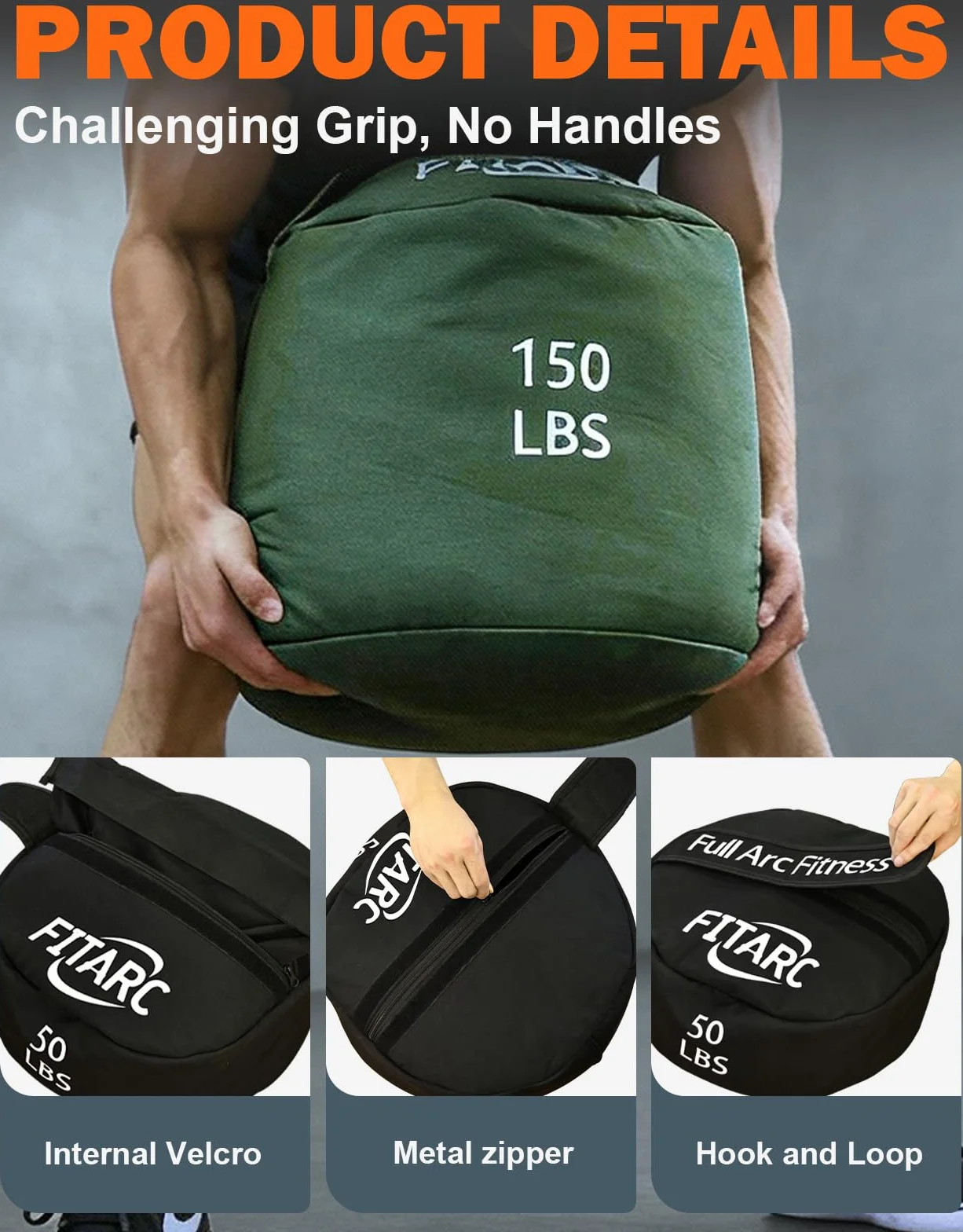 Fitarc Sac de Sable d'entraînement pour Musculation Rond Cross-Training, Sable Non Inclus