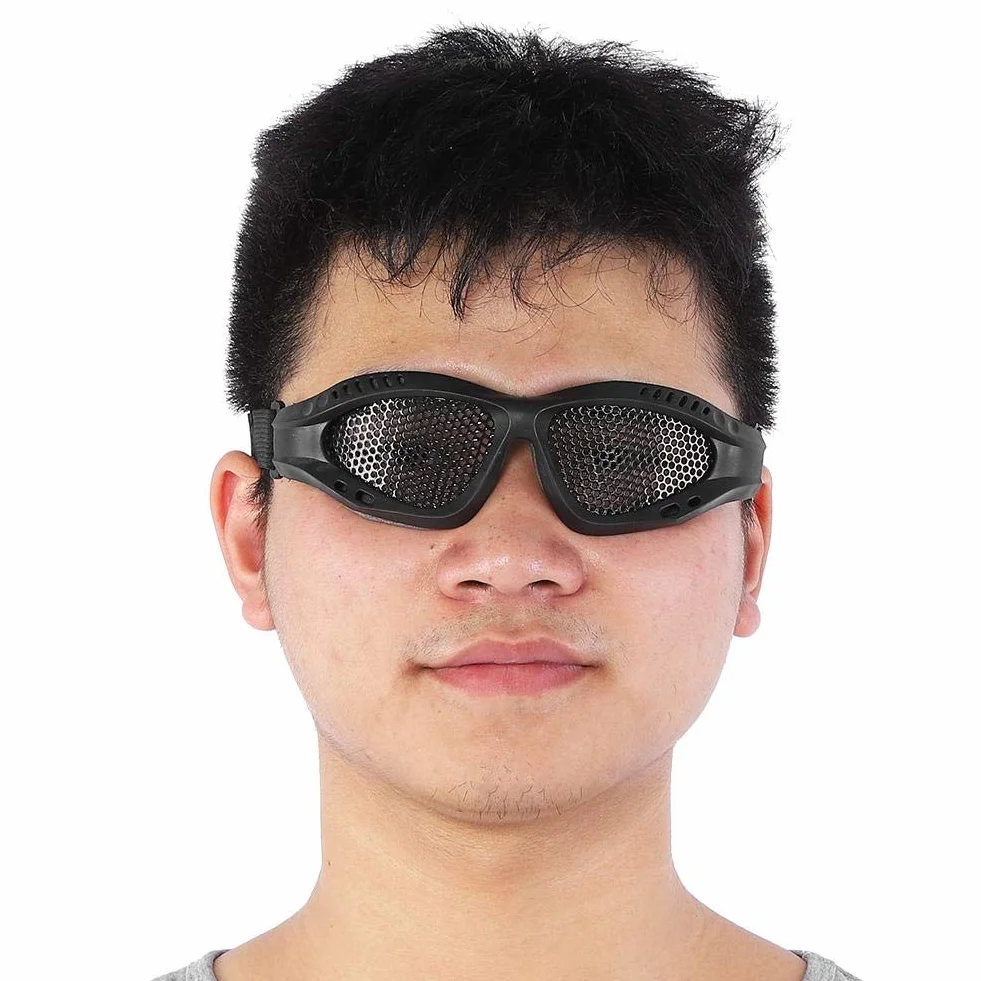 Lunettes de Protection en Maille Métallique Airsoft avec Sangle Réglable