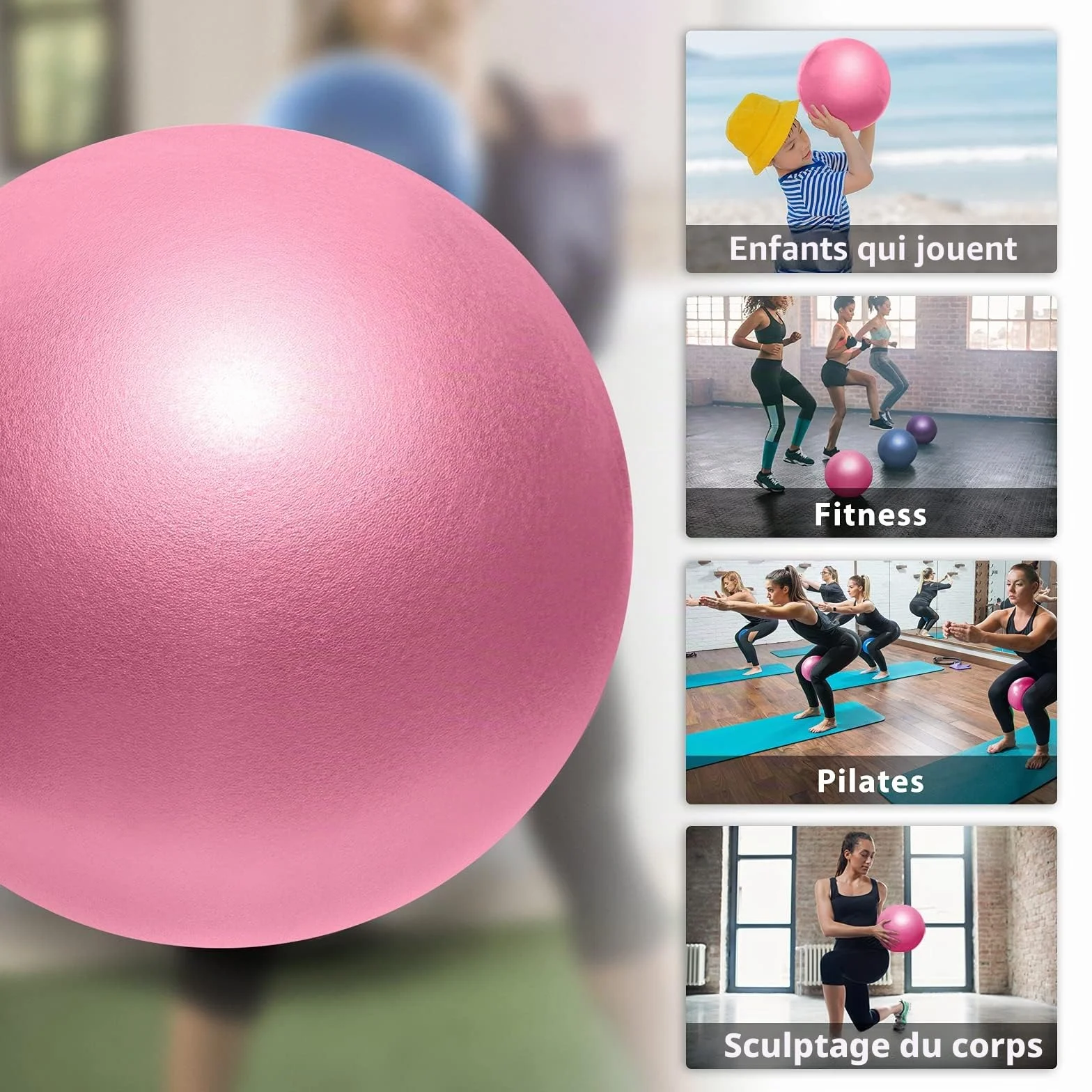 Cikyner Soft Pilates Ballon Gymnastique 23-25 cm avec Paille Gonflable