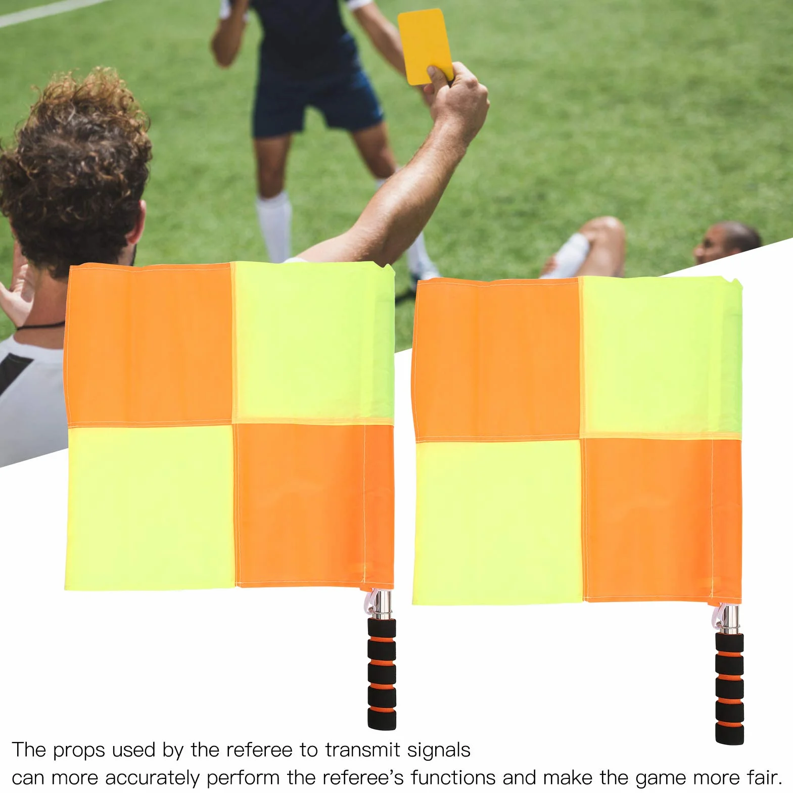SUNGOOYUE Drapeaux d'Arbitre de Football avec Sac de Rangement, 2 Drapeaux de Juge de Ligne