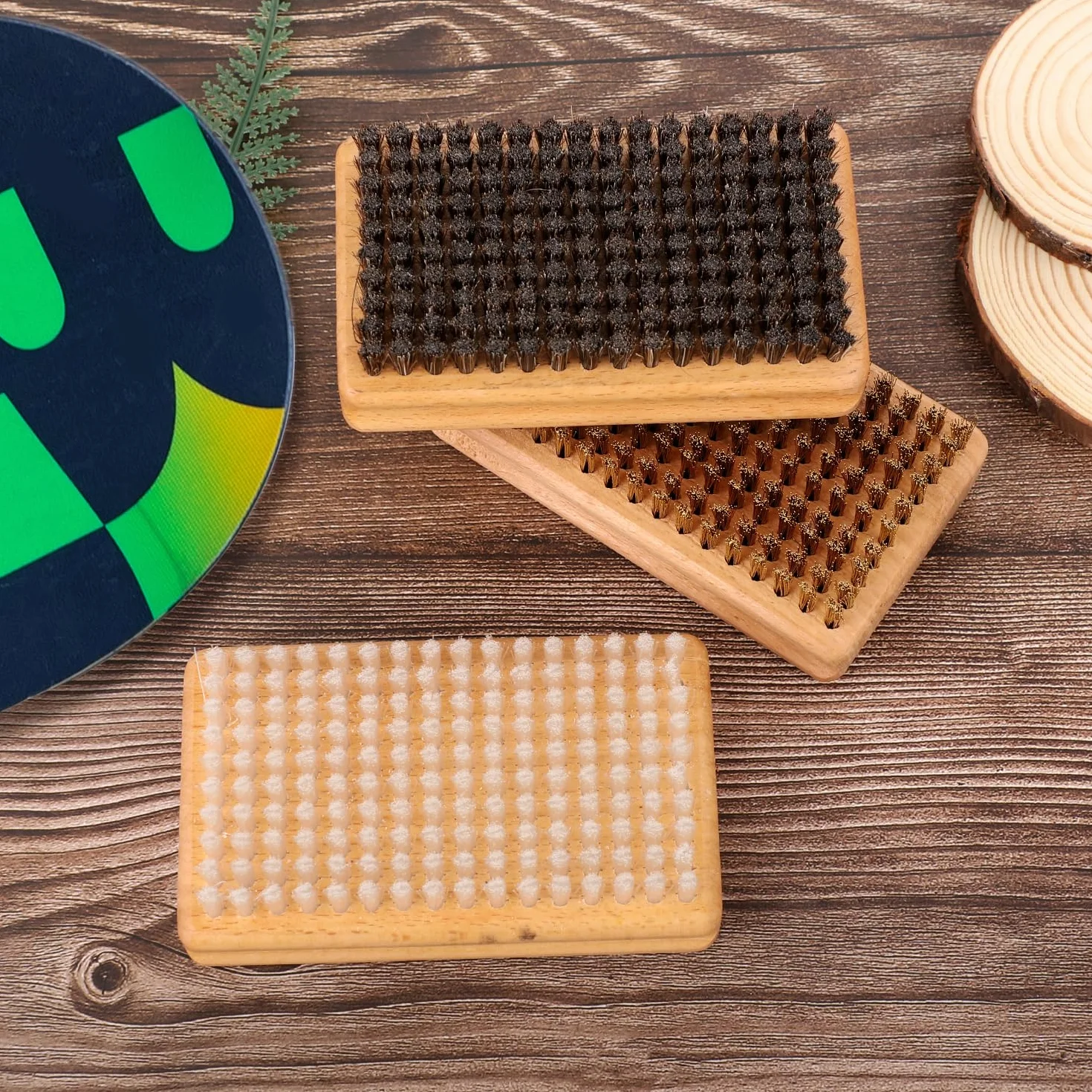 Kit de Brosses à Cire pour Snowboard 12x7x3,5cm Brosse Nylon Laiton CRIN de Cheval