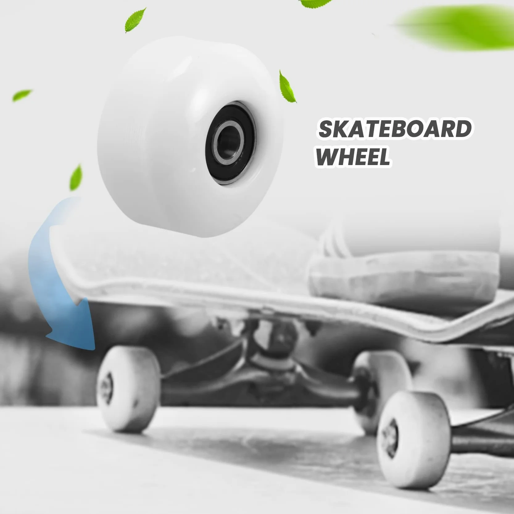 Roues de Planche à roulettes 52x30mm PU Street Cruiser Longboard Roulements Ensemble de 4 Blanc