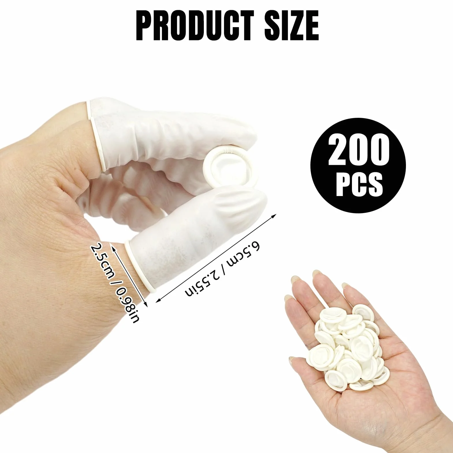 Doigtiers en Latex 200 Pcs, Doigtier Latex pour Protection des Doigts, Imperméables pour Tatouage Nail Art DIY (Blanc)