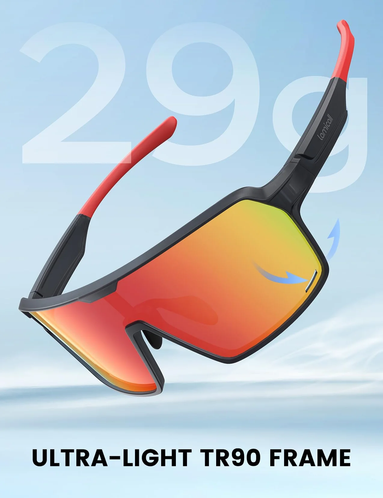 Lamicall Lunettes de Soleil Polarisées Cyclisme UV400 TR90-Monture Ultra-Légère