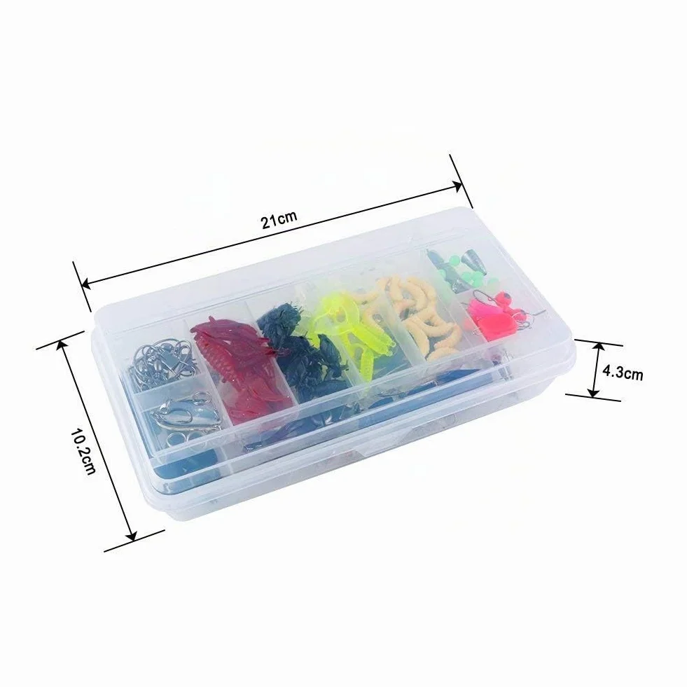 Vicloon Kit d'appâts de Pêche 101pcs - Leurres Durs et Souples avec Boîte