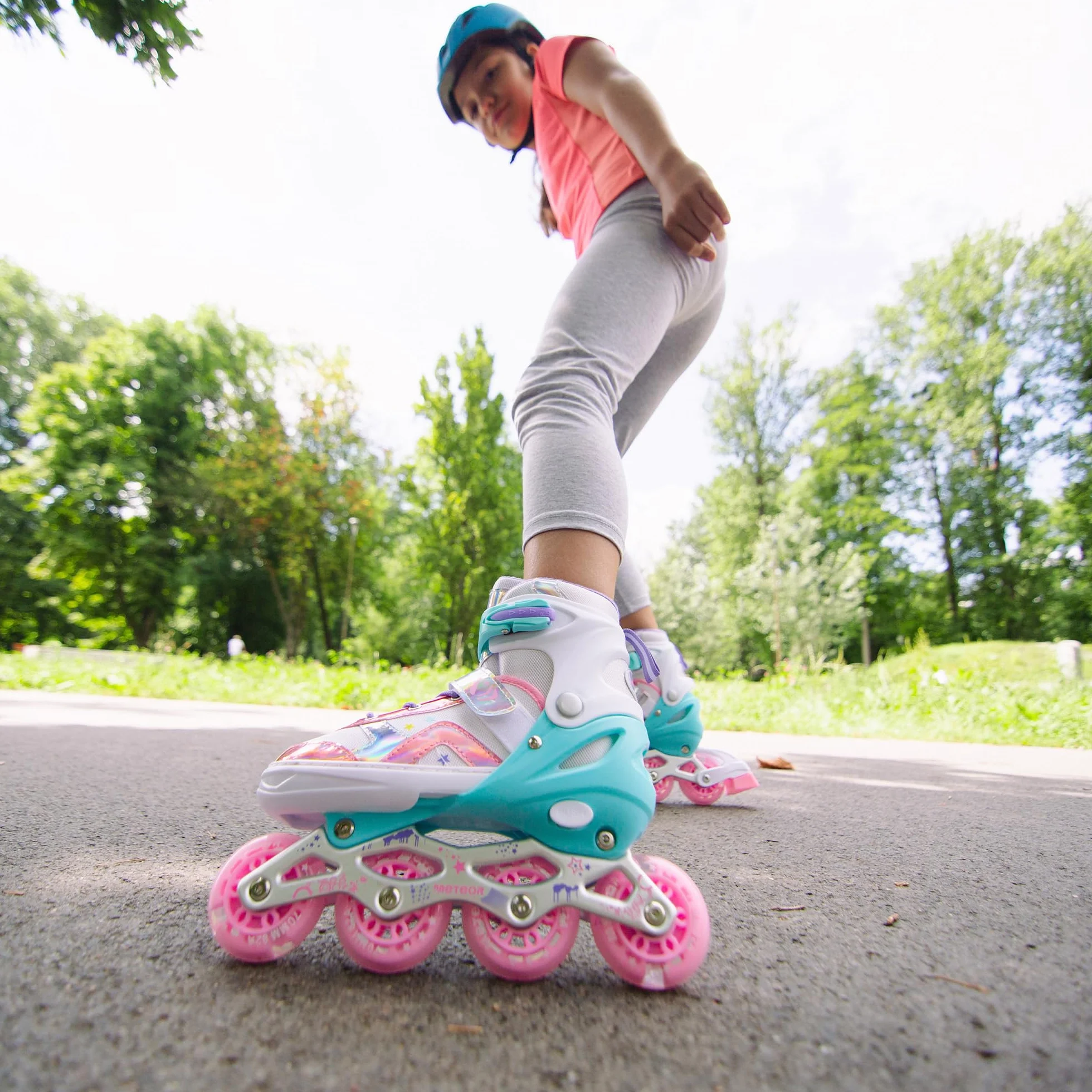 Patins à roulettes Enfants 4 en 1 réglables 25-37 Rollers quads Glace Coque Haute Stable Roues PU ABEC-7 Meteor